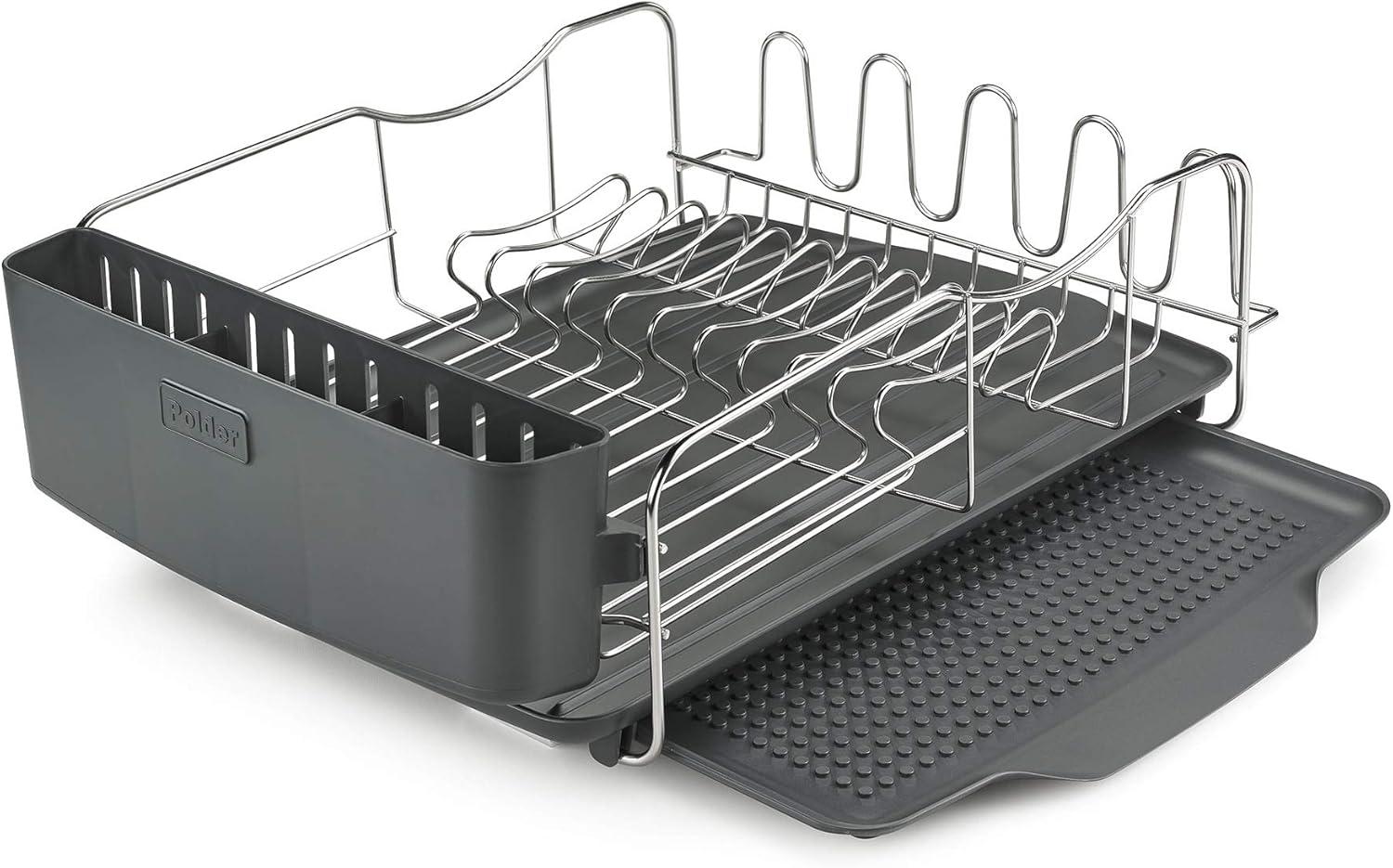 Polder Advantage 4 Piece Dish Rack With Slide Out Drain Tray