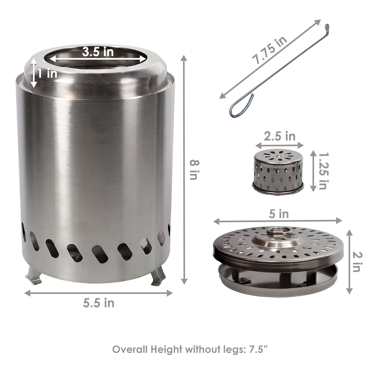Sunnydaze Stainless Steel Tabletop Smokeless Fire Pit