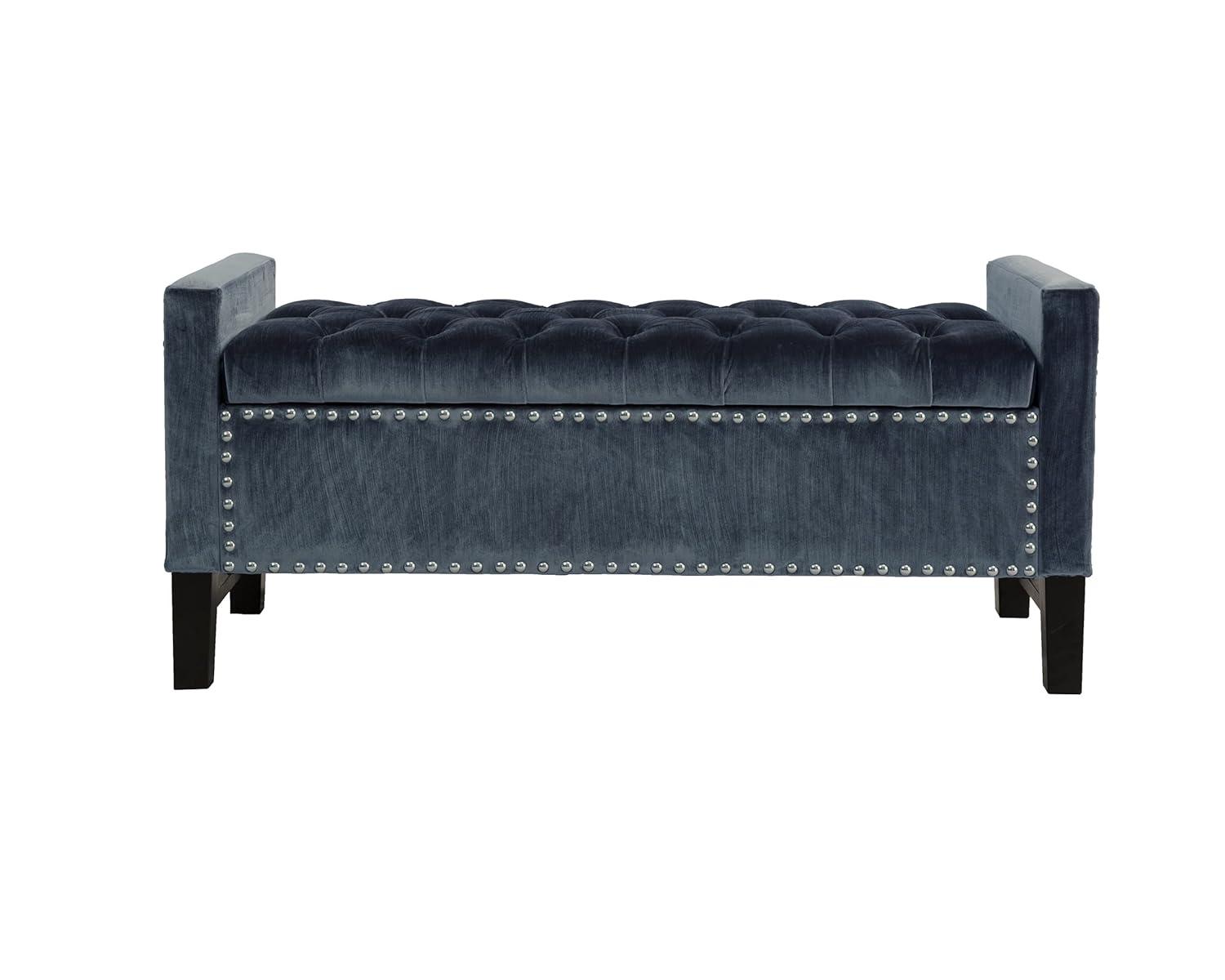 Iconic Home Velvet Storage Bench, Kurt