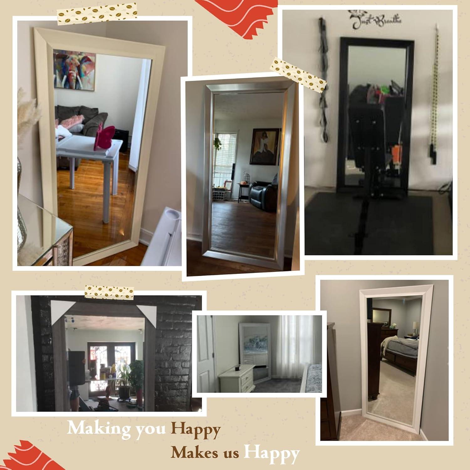 Full length Mirror, Wall Mirror, 65"LX31"W Full Body Mirror, Framed Floor Mirror with Faux Wood Frame, Large Mirror, Leaning Mirror, Standing Mirror for Living Room by Naomi Home - Black