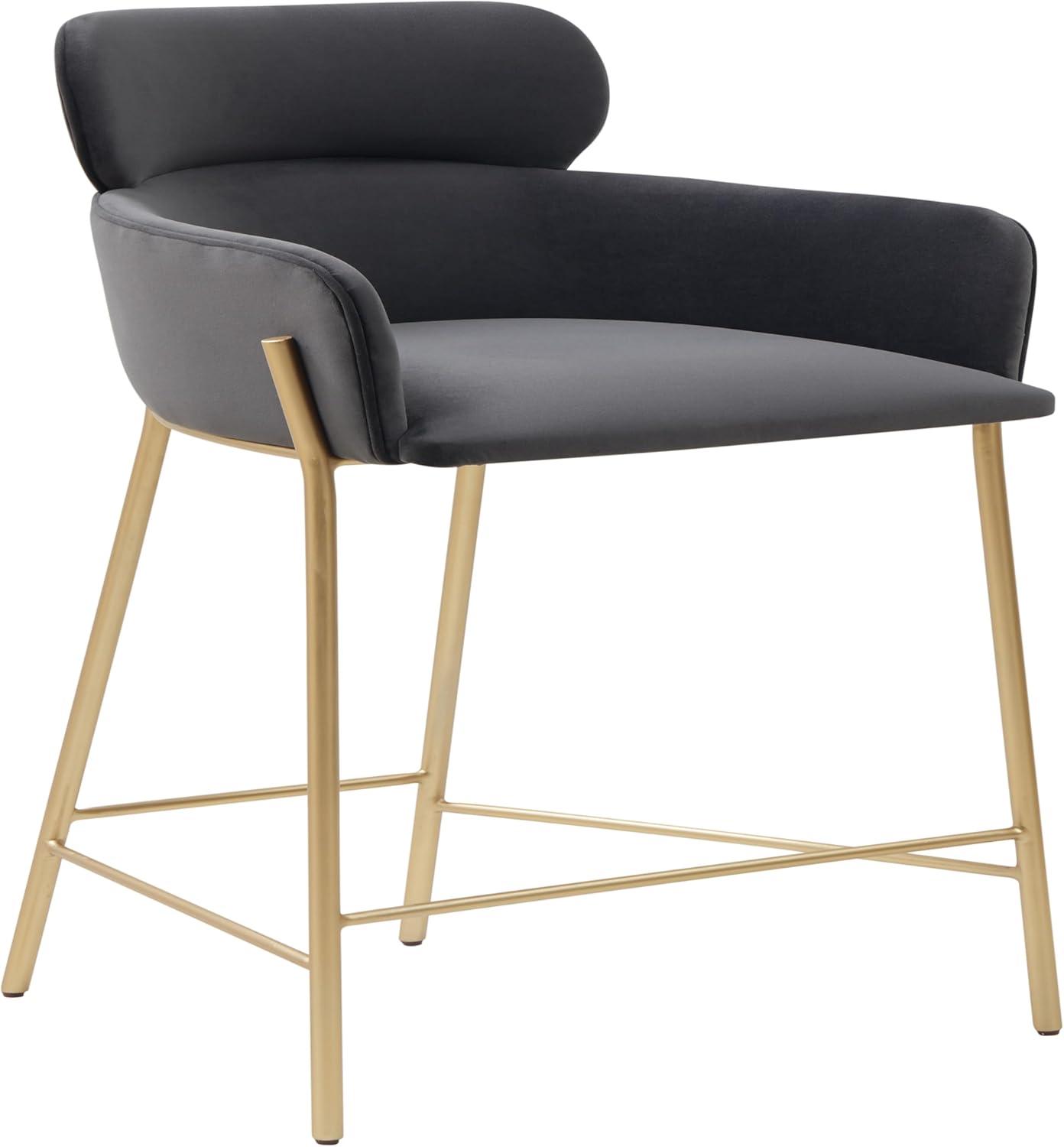 SAFAVIEH Couture Charlize Curved Mid Back Bar Stool, Dark Grey/Gold