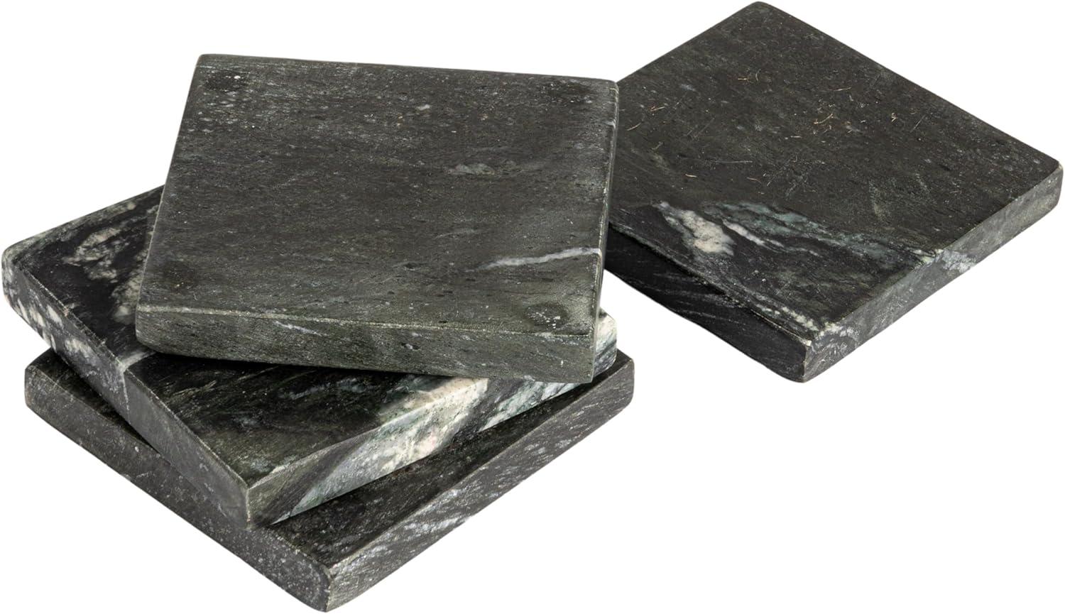 Monochrome Mélange Black and Grey Marble Coaster Set