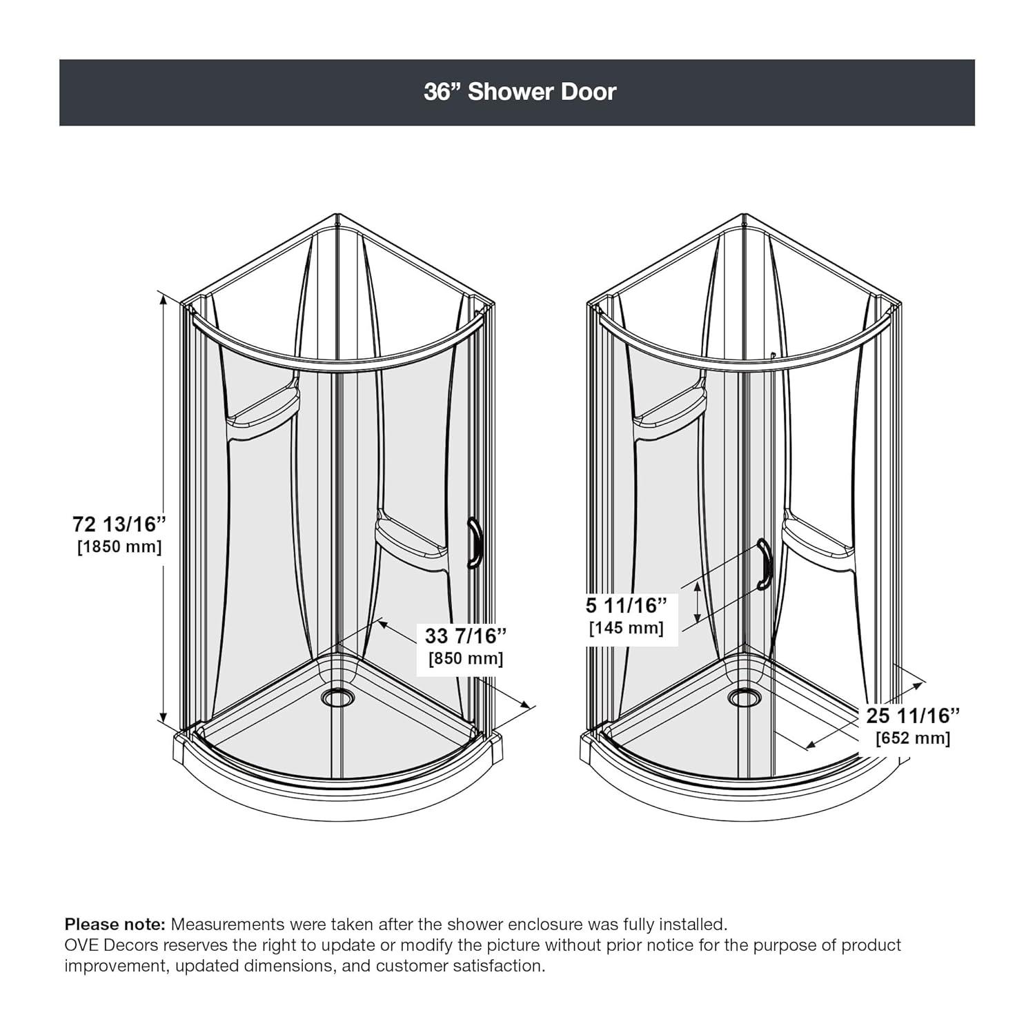 OVE Decors Breeze 40 in. Round Shower Kit w/ Clear, Base, Wall