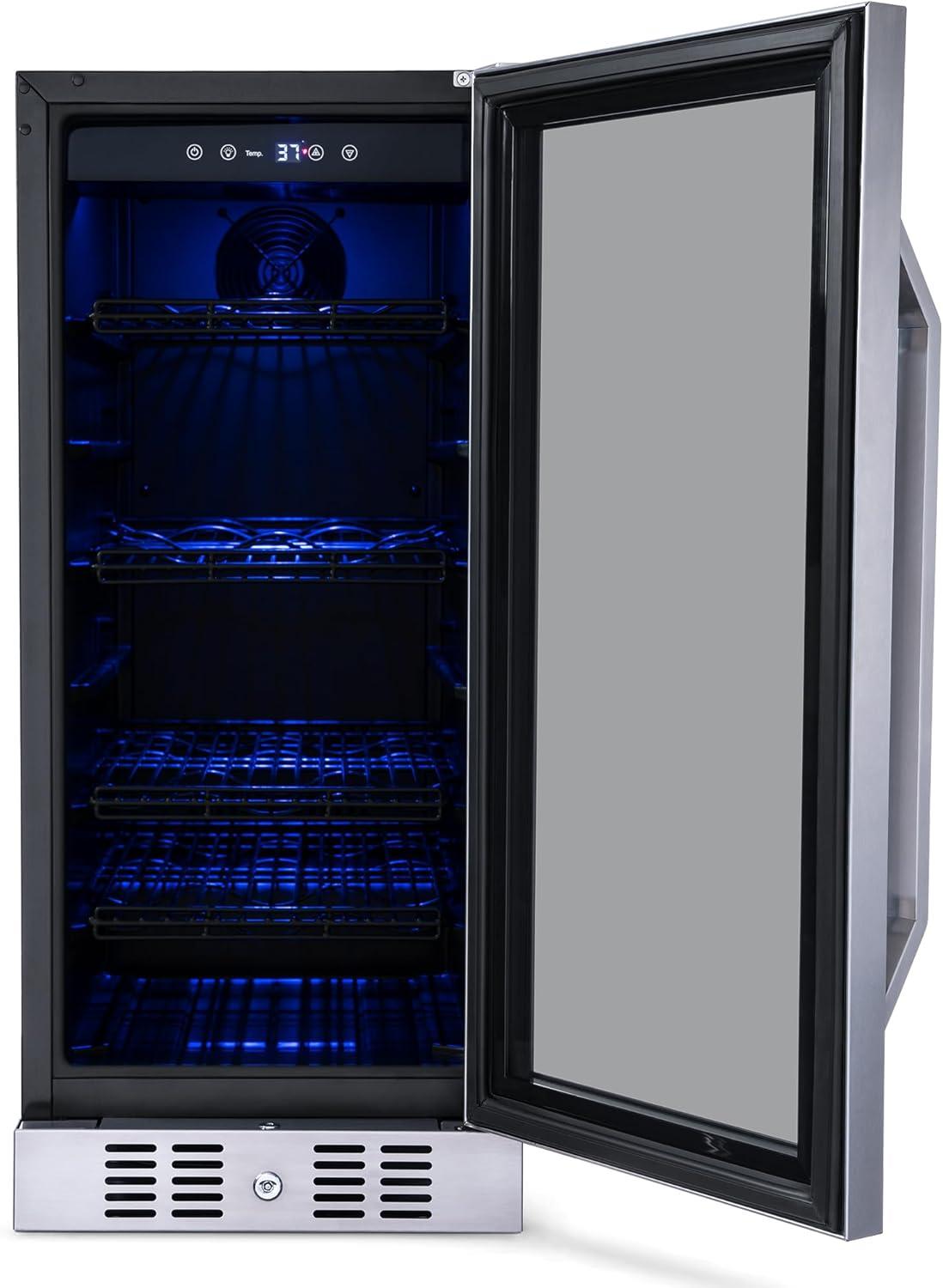 Newair 15" FlipShelf Wine and Beverage Refrigerator, Reversible Shelves Hold 80 Cans or 33 Bottles