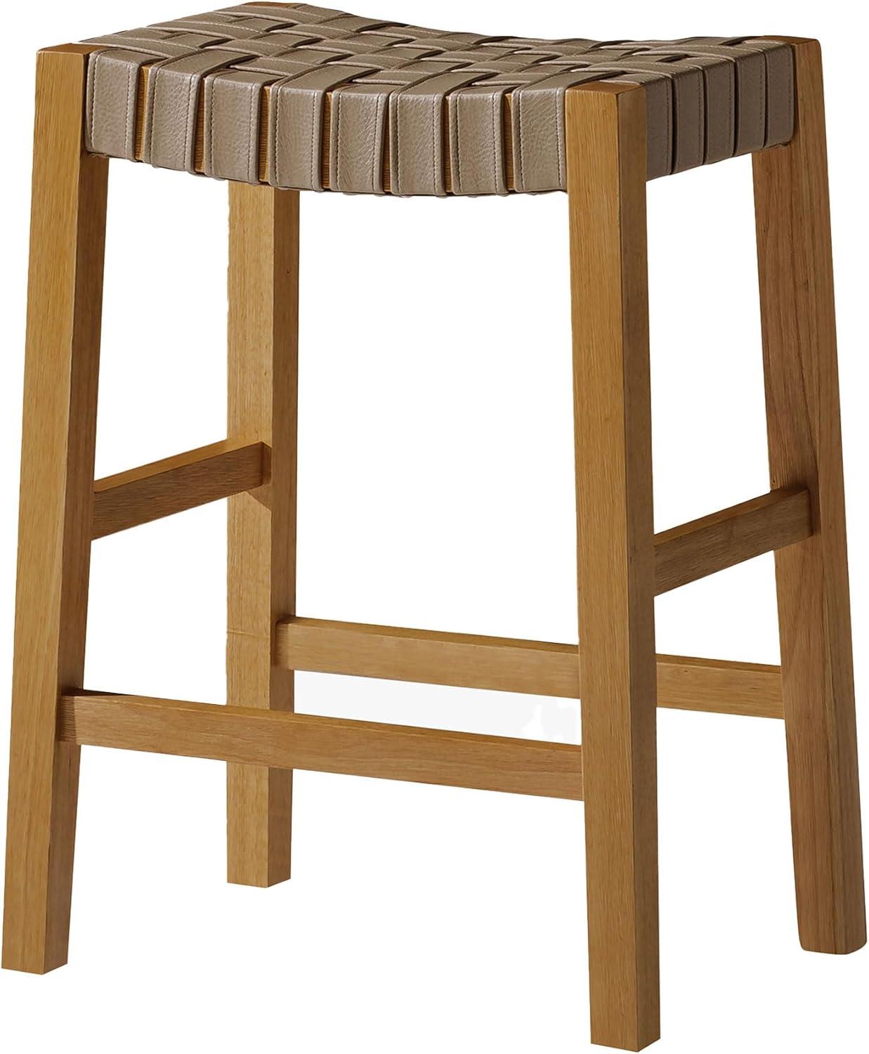 Maven Lane Emerson Kitchen Stool with Vegan Leather Upholstery