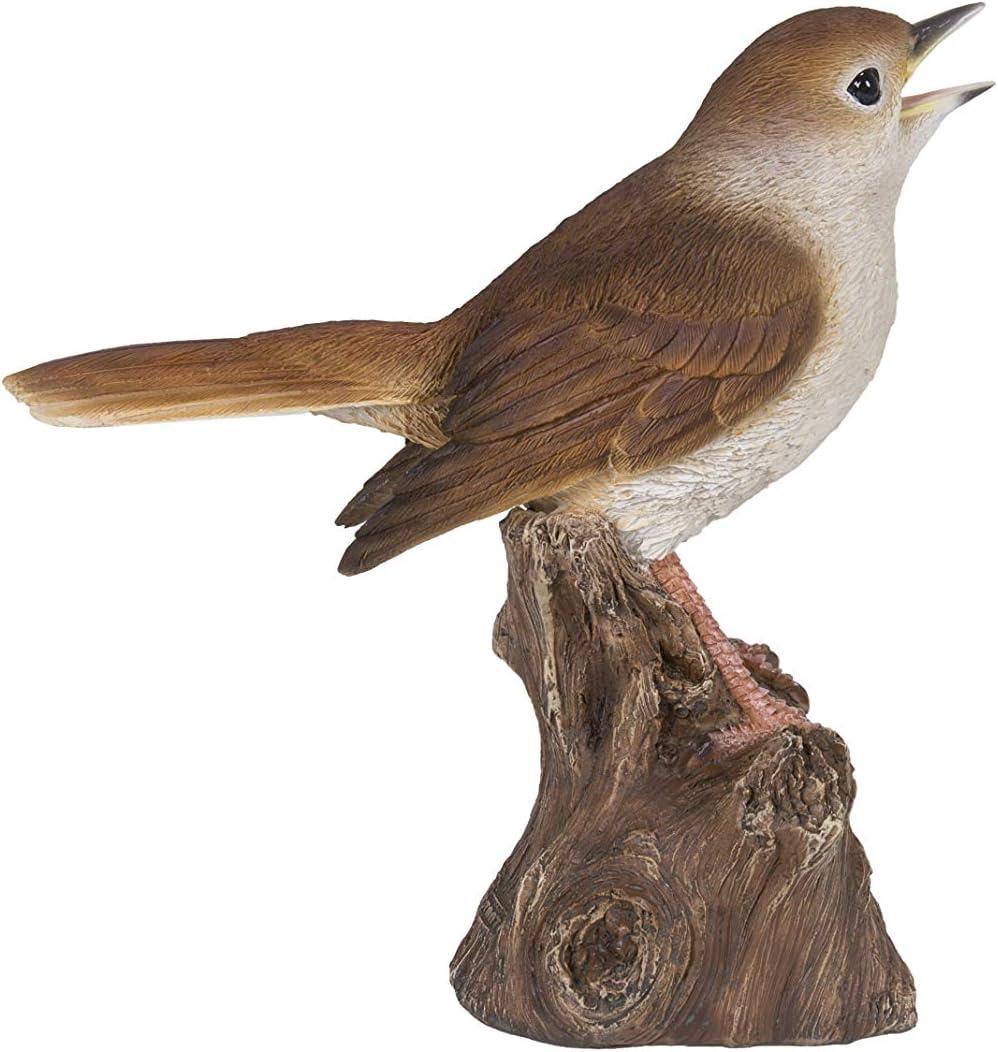 Hi-Line Gift Ltd. Motion Activated Singing Nightingale Standing on Stump