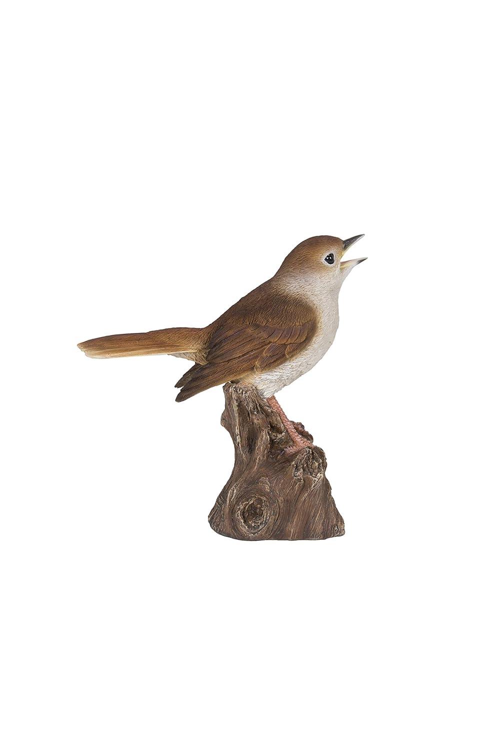 Hi-Line Gift Ltd. Motion Activated Singing Nightingale Standing on Stump