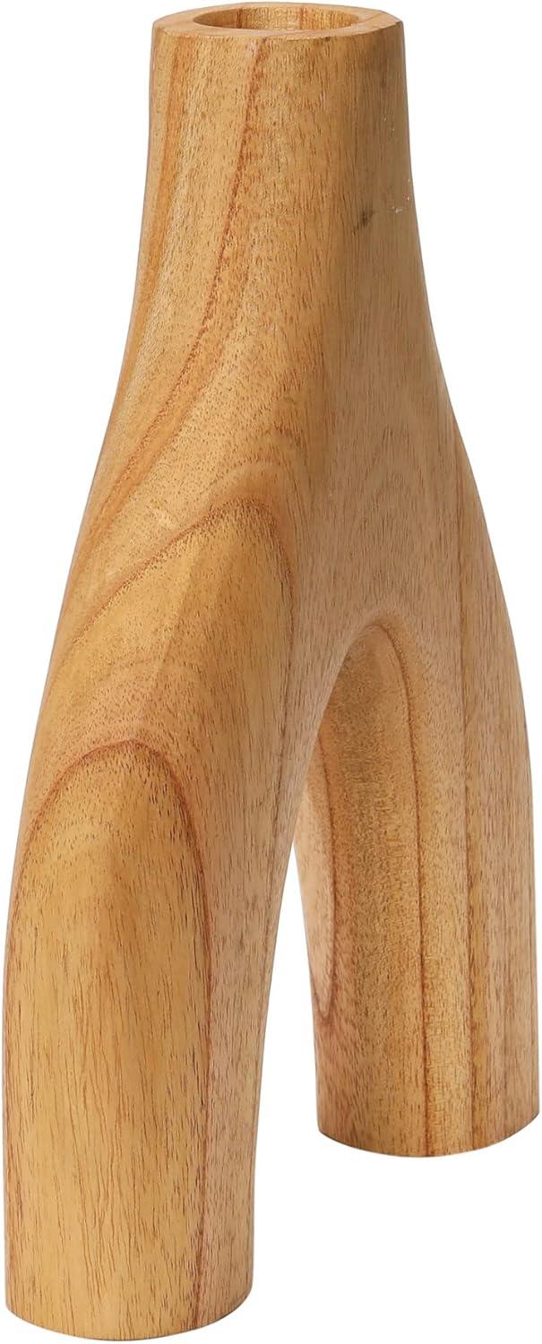 Decorative Arched Wood Vase, Natural