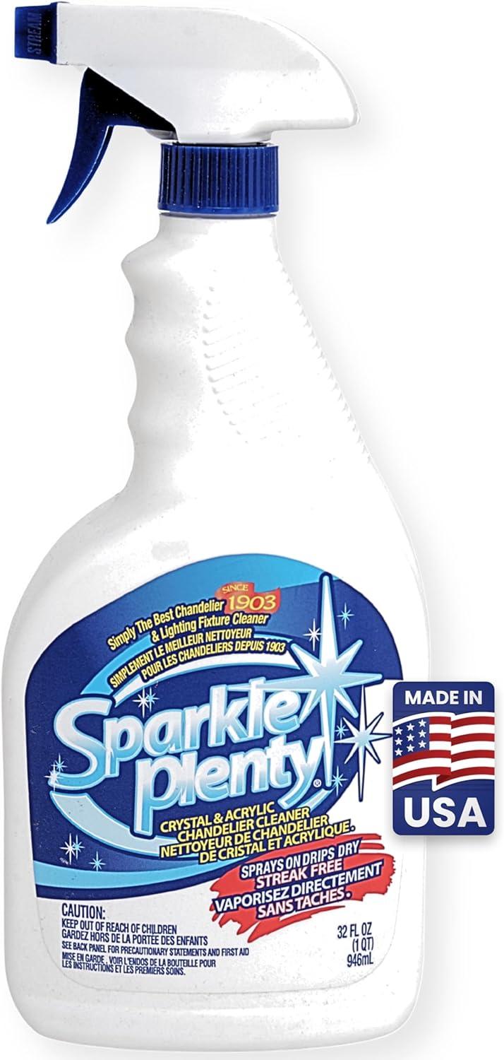 Sparkle Plenty Crystal Chandelier Cleaner Spray | Drip Dry | Home Cleaning Supplies | Crystal Cleaner | Fine Collectables Cleaner | Glass Cleaner | Figurine Cleaner | 32 fl oz