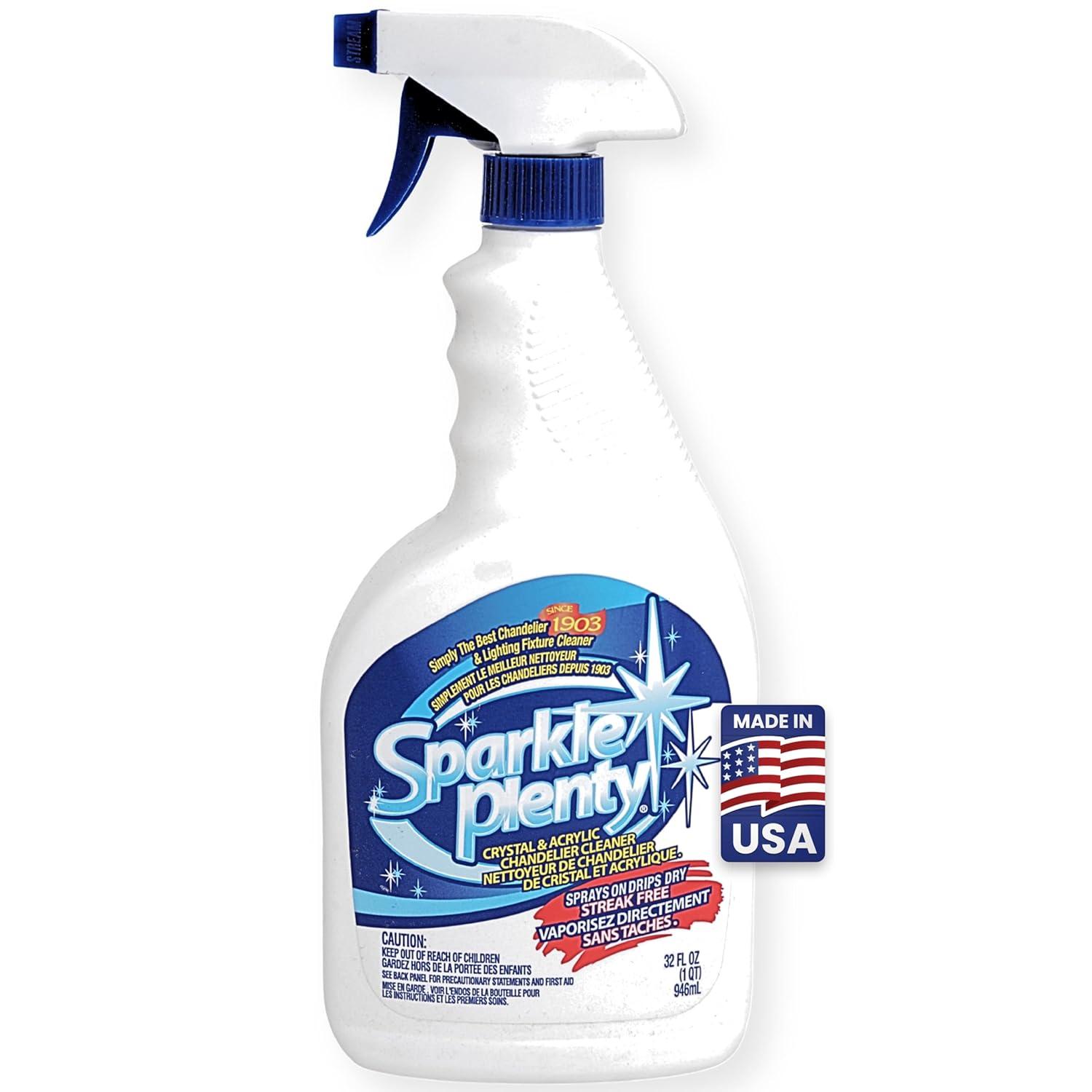 Sparkle Plenty Crystal Chandelier Cleaner Spray | Drip Dry | Home Cleaning Supplies | Crystal Cleaner | Fine Collectables Cleaner | Glass Cleaner | Figurine Cleaner | 32 fl oz