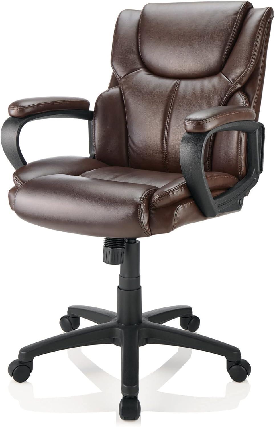 Brenton Studio Brown and Black Vinyl Mid-Back Task Chair