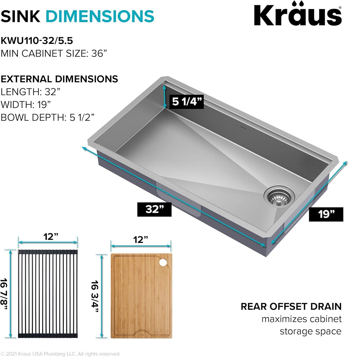 Kore 32" Stainless Steel Drop-in Single Bowl Kitchen Sink with Accessories