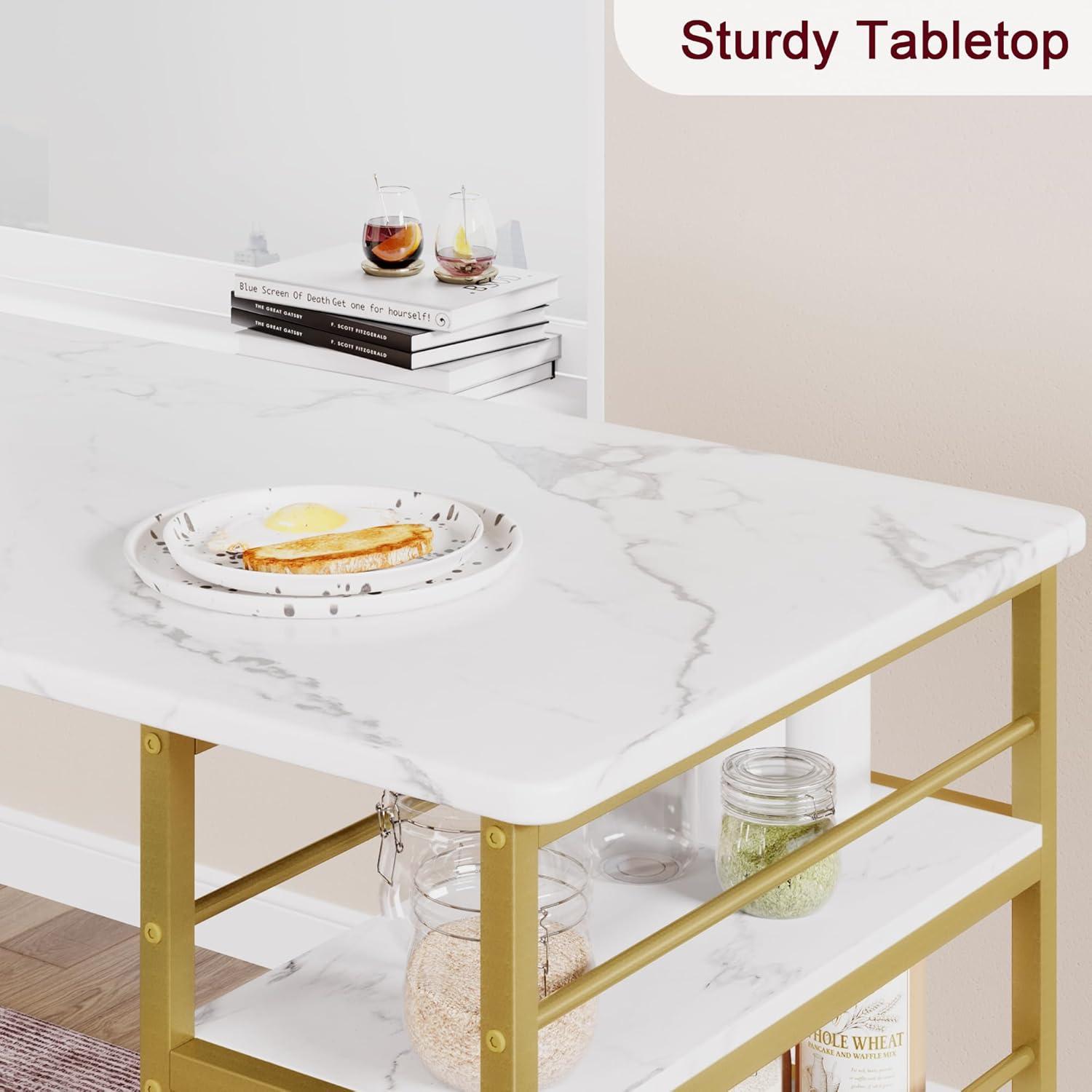 Gold and Gray 3-Piece Dining Set with Storage Shelves