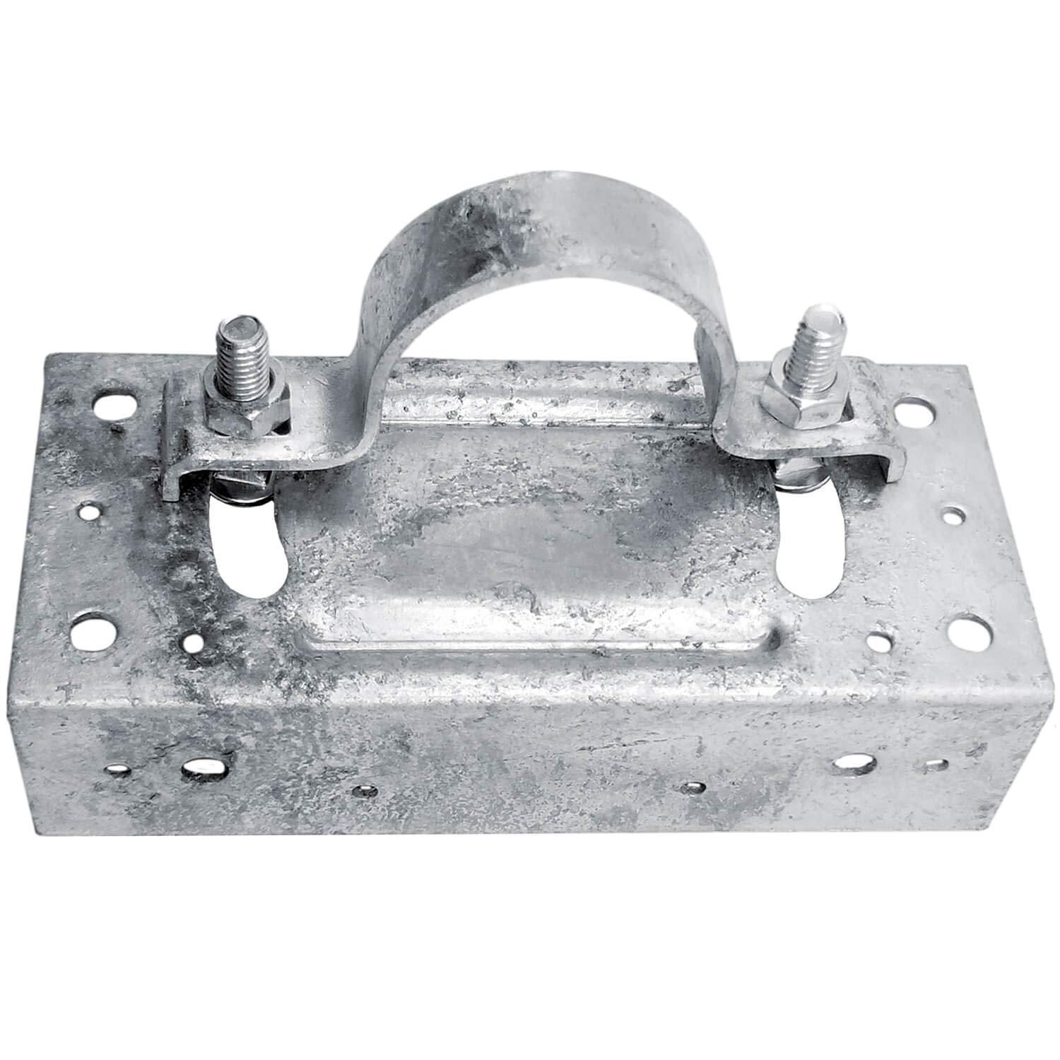 Jake Sales 2-3/8" Wood Fence to Round Steel Post Panel Attachment Adapter Bracket: Galvanized Steel, Adjustable Clamp, Resists Rusting