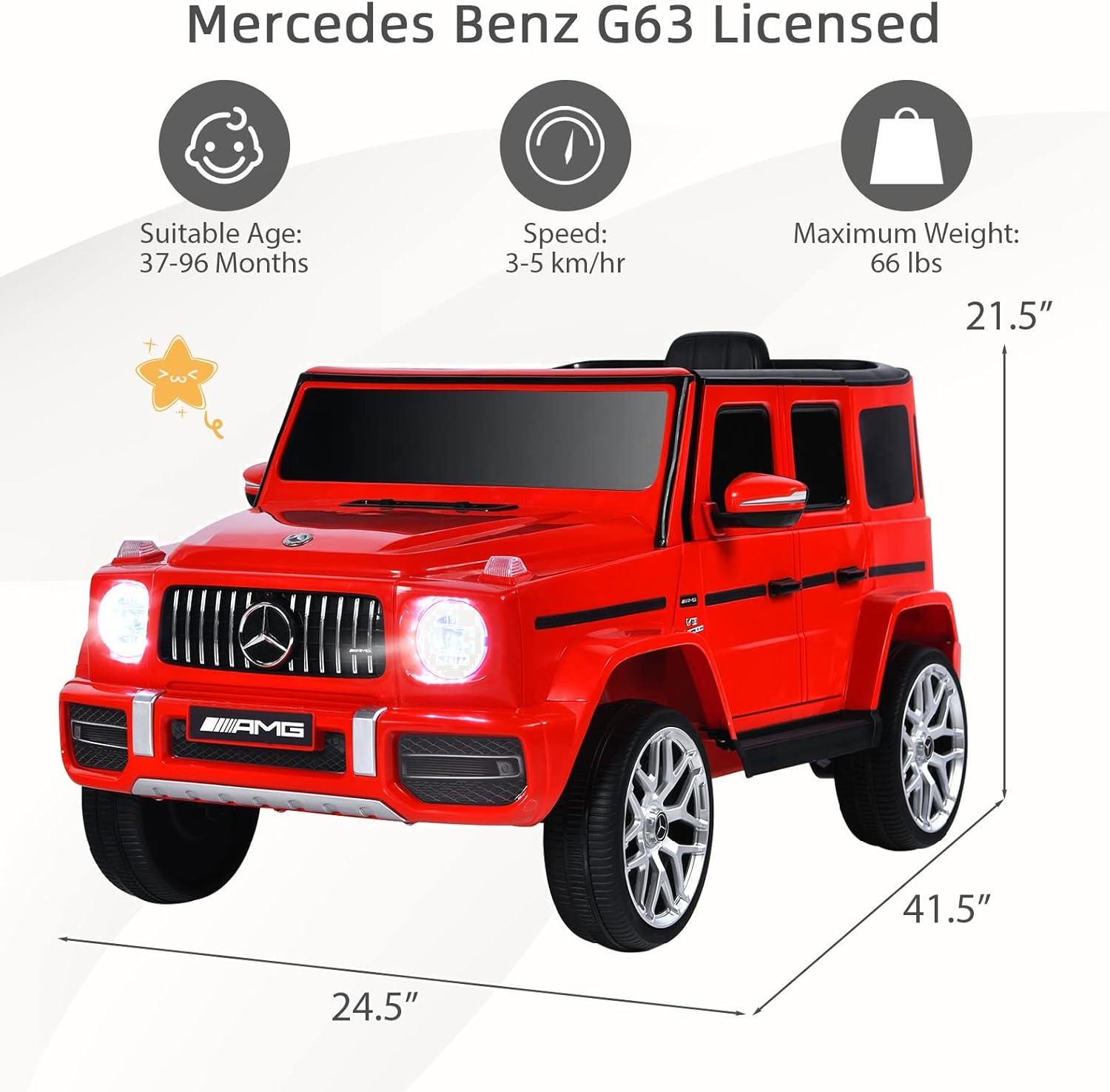 Costway 12V Kids Ride On Car Licensed Mercedes Benz G63 Electric Vehicle with Remote Control