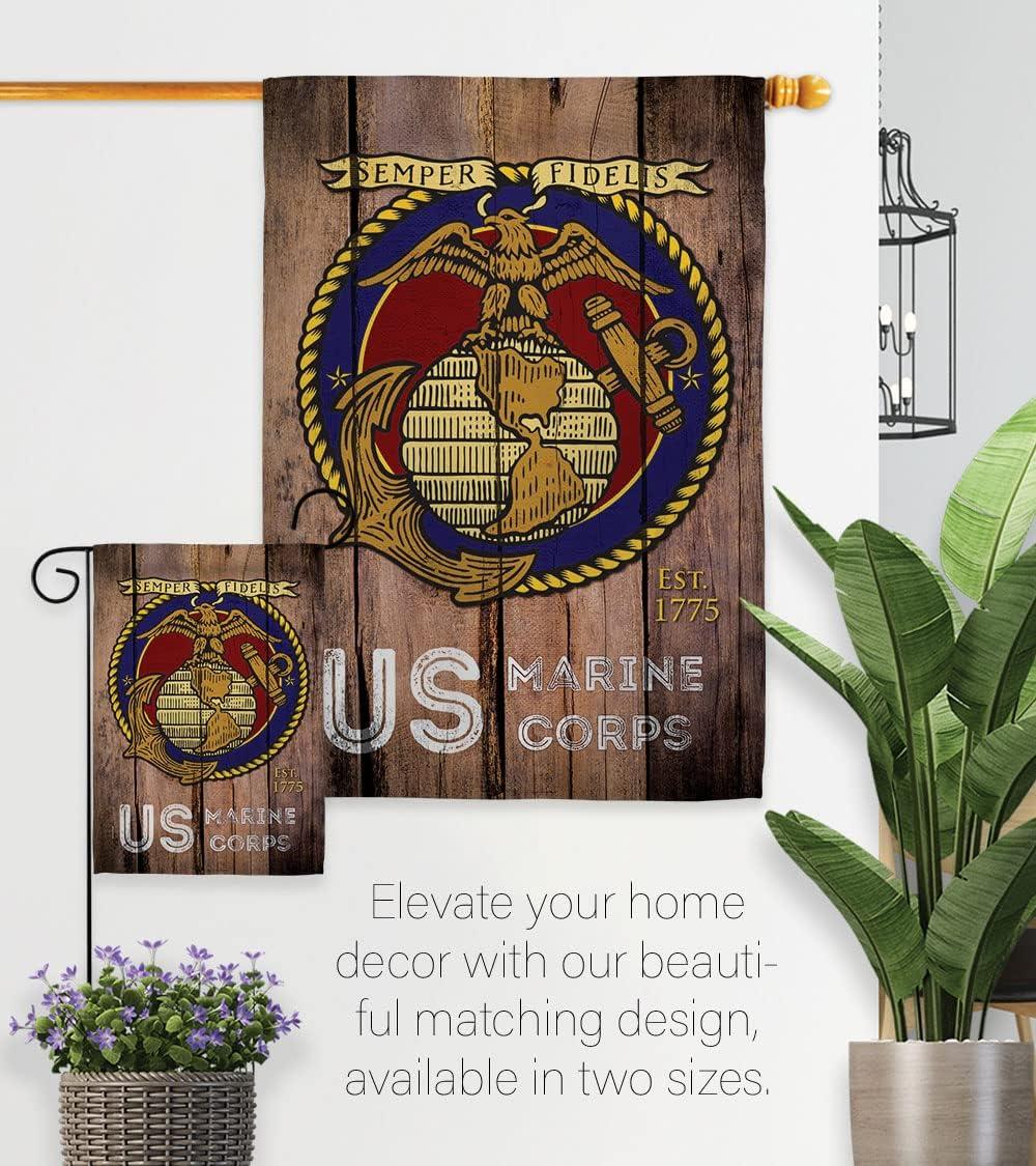 Angeleno Heritage G135083-BO 13 x 18.5 in. US Marine Corps Garden Flag with Armed Forces Double-Sided Decorative Vertical Flags House Decoration Banner Yard Gift