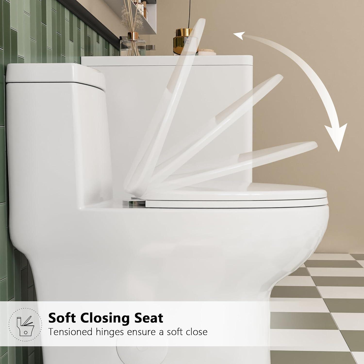 Ally Standard Bathroom Toielt, Modern Toilet with Comfort Chair Height Floor Mounted(Seat Included)