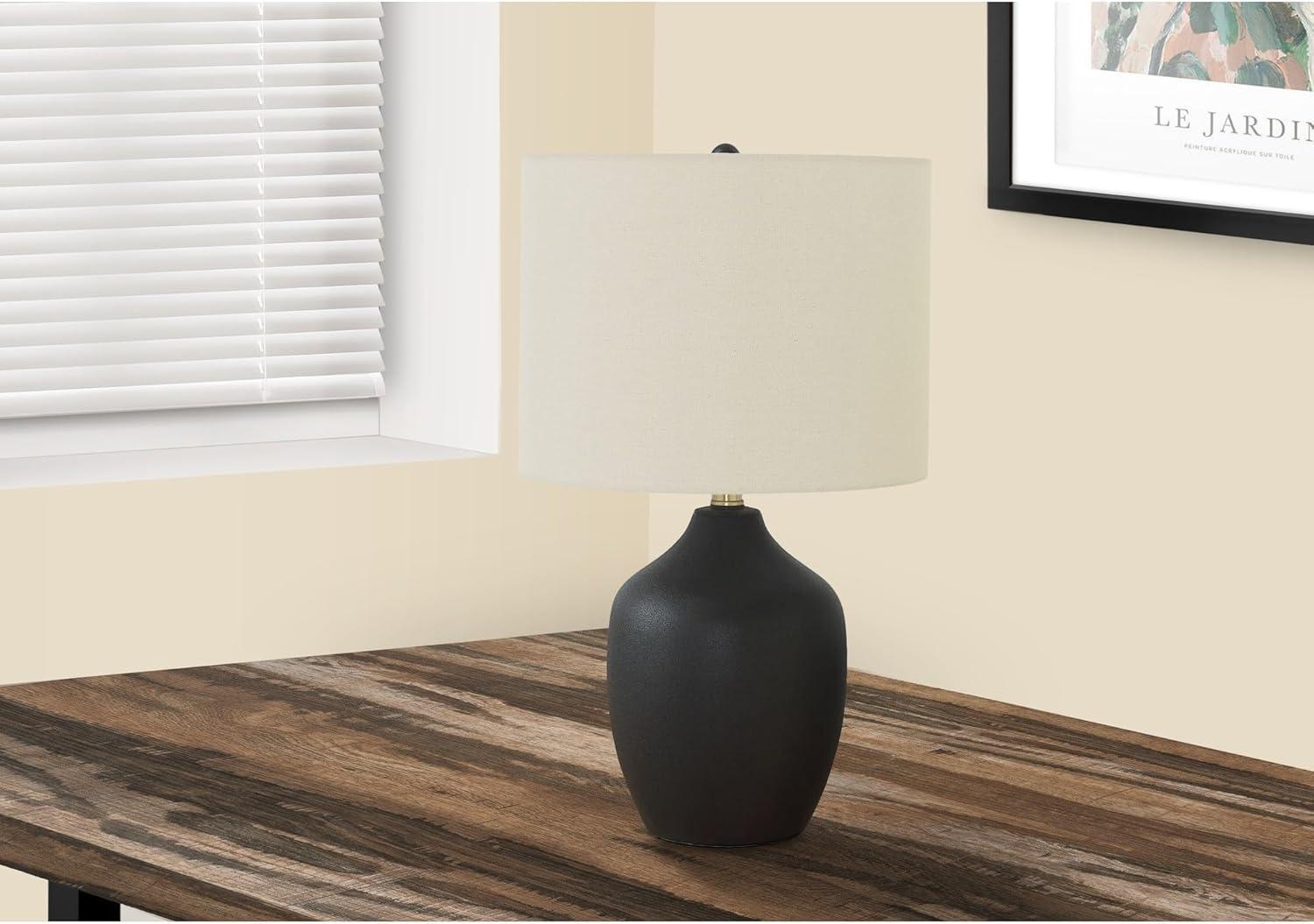 Monarch Specialties Lighting 22inchH Table Lamp Black Ceramic Ivory / Cream Shade Transitional