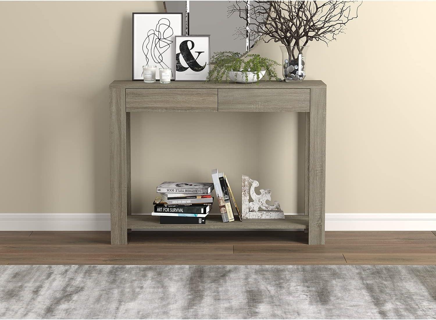 Dark Taupe 40"L Modern Console Table with Storage