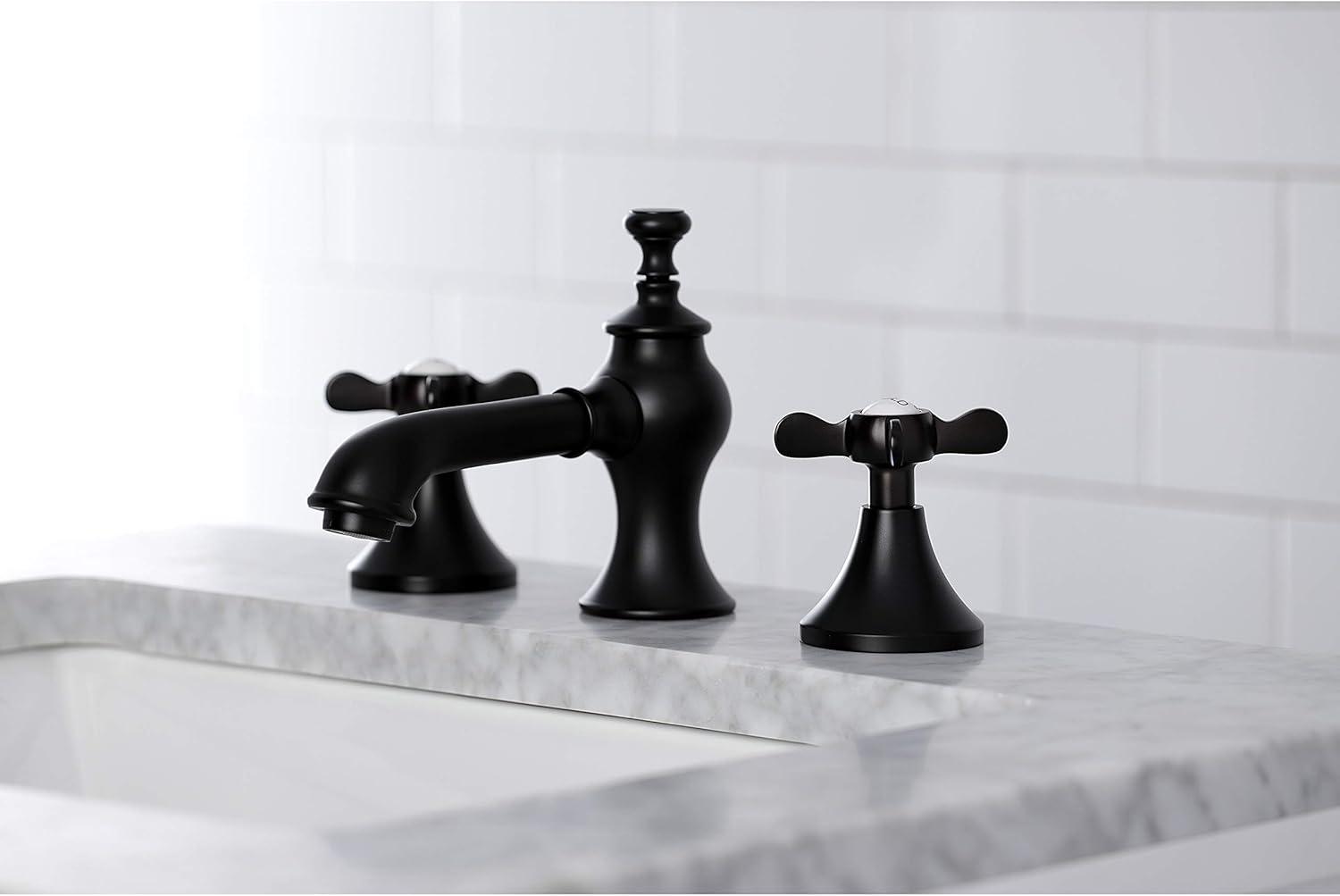 Kingston Brass Essex Two-Handle 3-Hole Deck Mount Widespread Bathroom Faucet with Brass Pop-Up Drain
