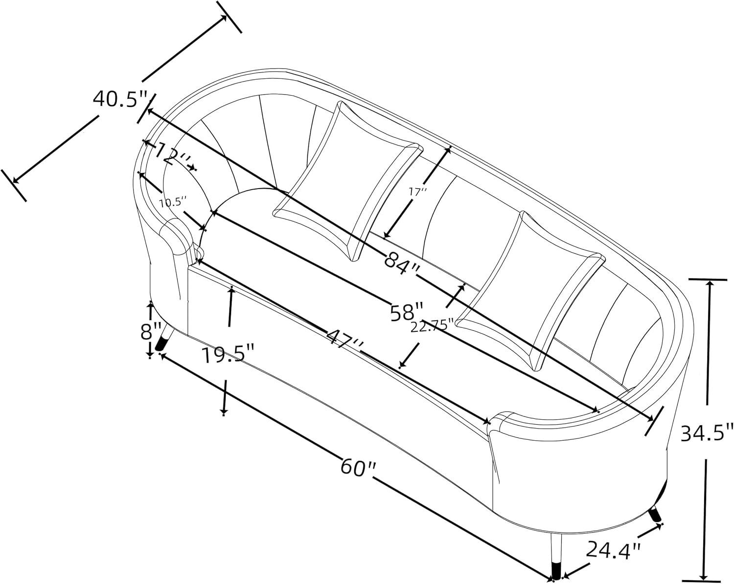 Coaster Ellorie Fabric Upholstered Channel Back Curved Loveseat Beige