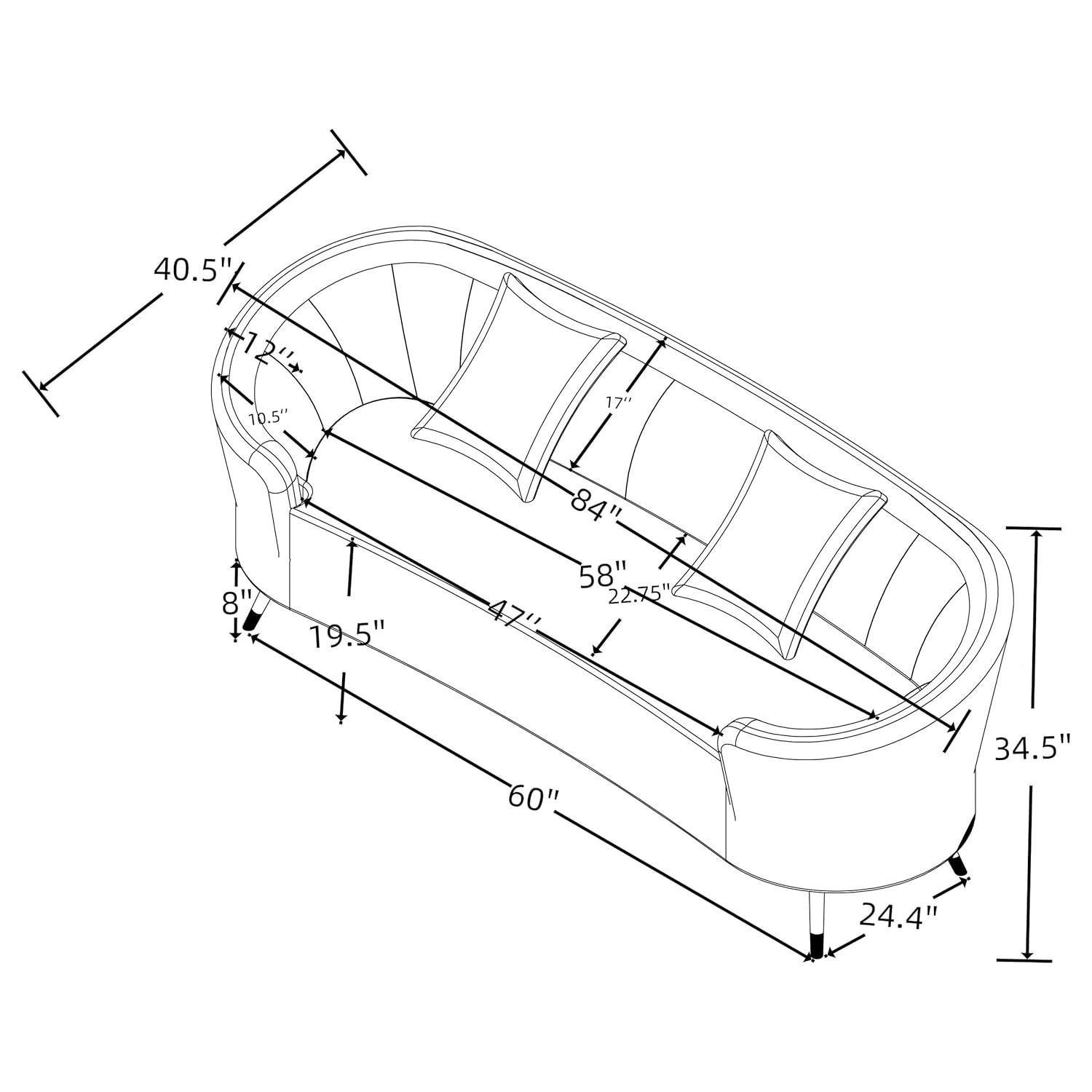 Coaster Ellorie Fabric Upholstered Channel Back Curved Loveseat Beige