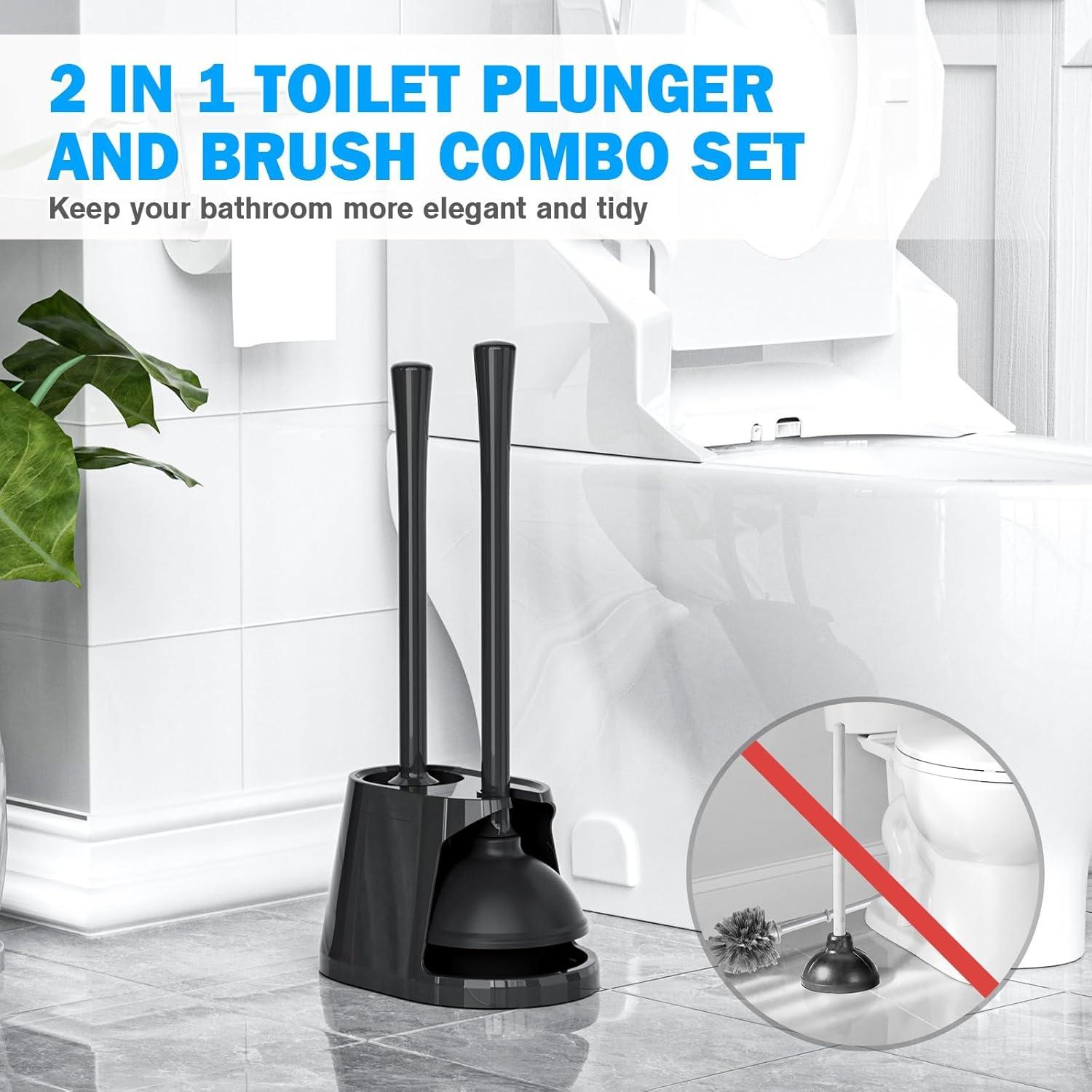 Tyuong Toilet Brush And Plunger Set 2 In 1 Plunger And Brush Set Toilet Brush Toilet Plunger And Brush Set Black Toilet Brush And Plunger Set Bathroom Plunger Household