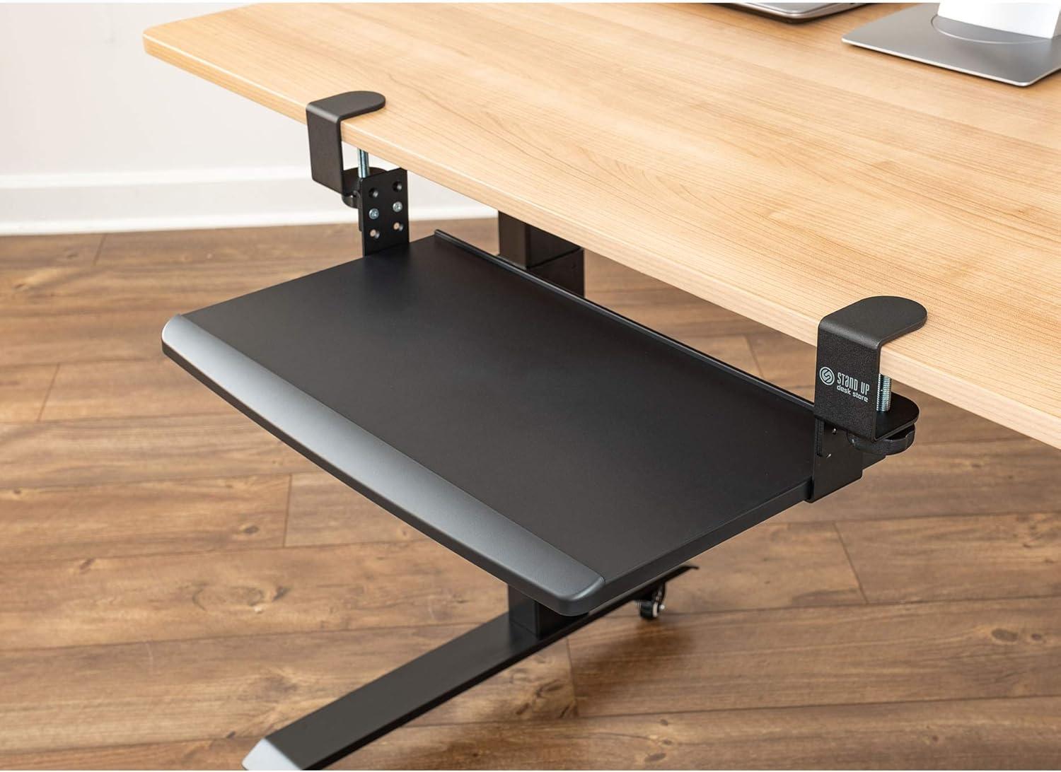 Stand Up Desk Store Clamp-On Retractable Adjustable Keyboard Tray / Under Desk Keyboard Tray | Increase Comfort And Usable Desk Space | For Desks Up To 1.5"