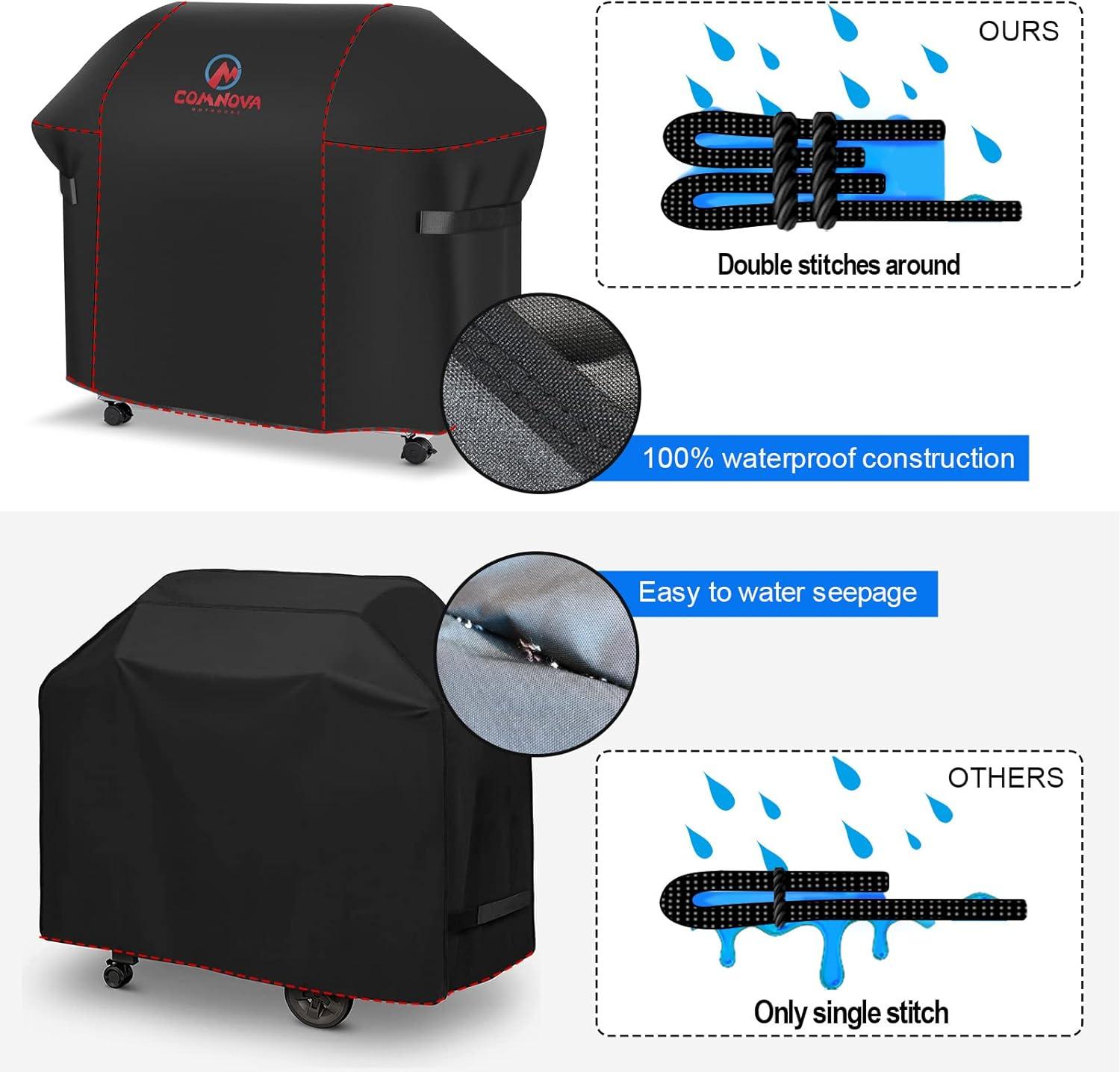 GVDV Grill Cover, 58 inch BBQ Gas Grill Cover for Outdoor Grill, Adjustable Barbecue Cover Waterproof, Rip-Proof, Anti-UV, Fade Resistant