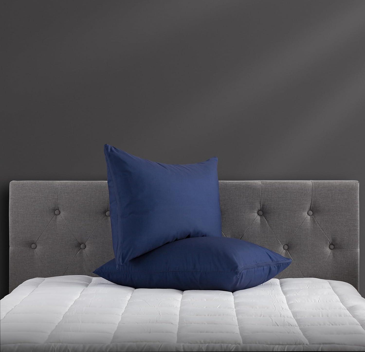 Micropuff - 100% Microfiber Zippered Pillow Protector (4 pck) Queen 20*30 - Navy