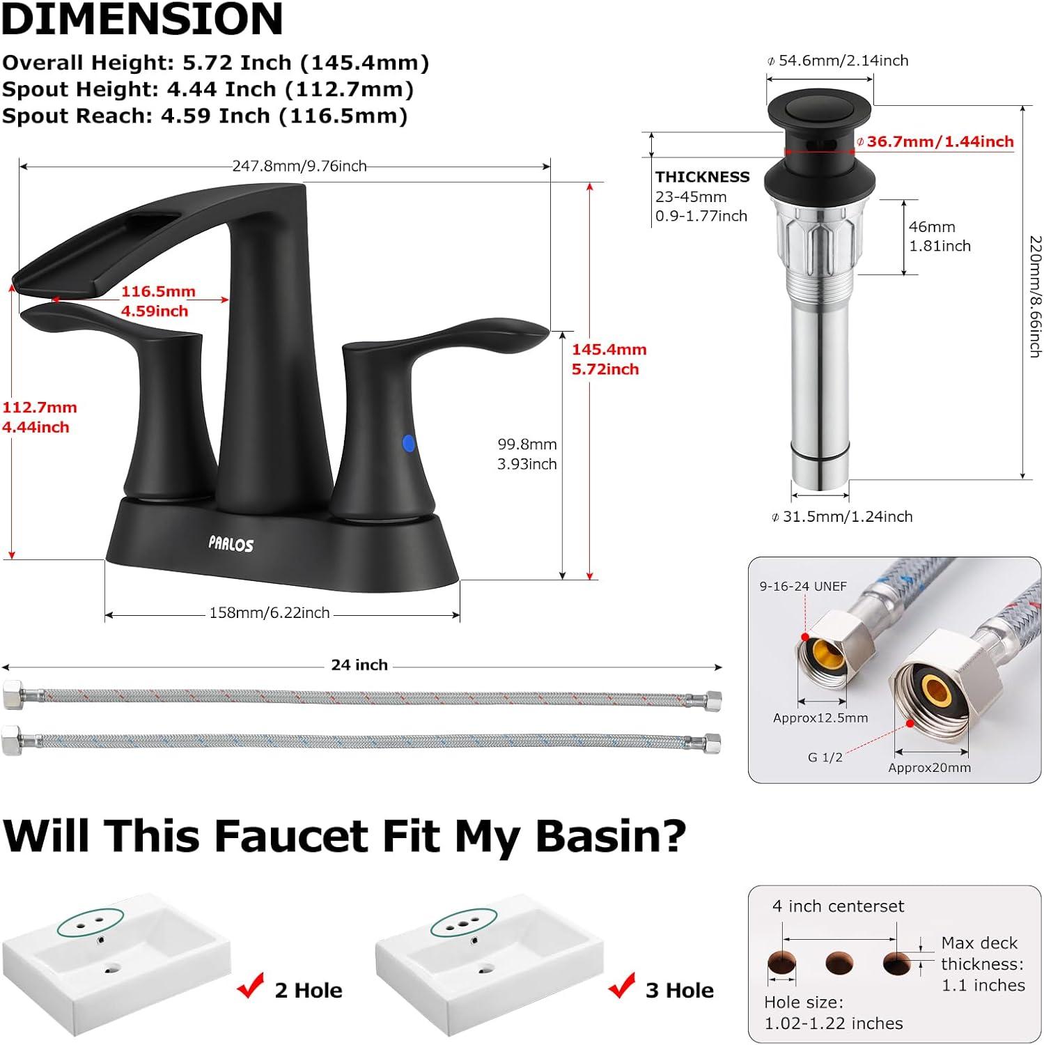 Doris Waterfall Centerset 2-handle Bathroom Faucet with Drain Assembly