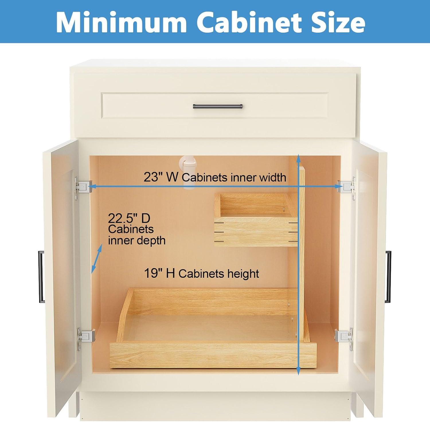 Under Sink Organizers 22½” W x 21” D, 2 Tier Pull Out Cabinet Organizer with Soft Close, Adjustable Multi-Purpose Under Sink Organizer, Right