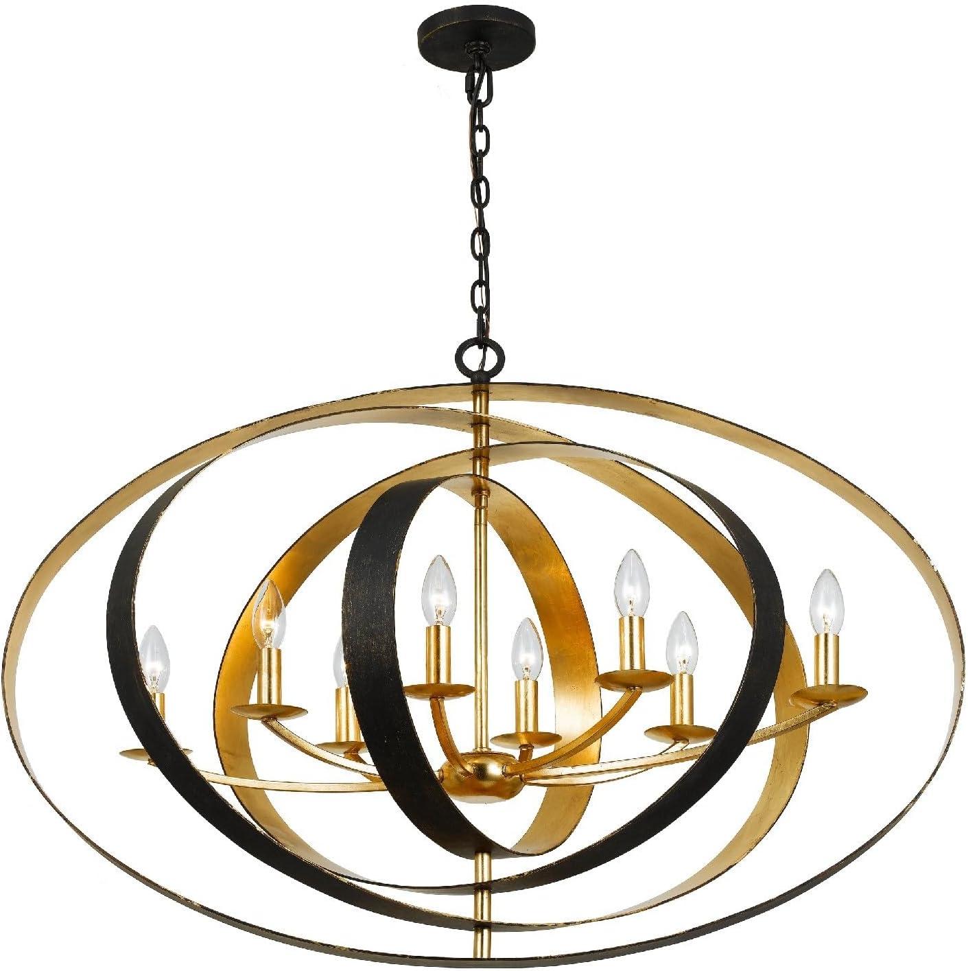 588-EB-GA-Crystorama Lighting-Luna - Eight Light Oval Chandelier-English Bronze/Antique Gold Finish    -Traditional Installation