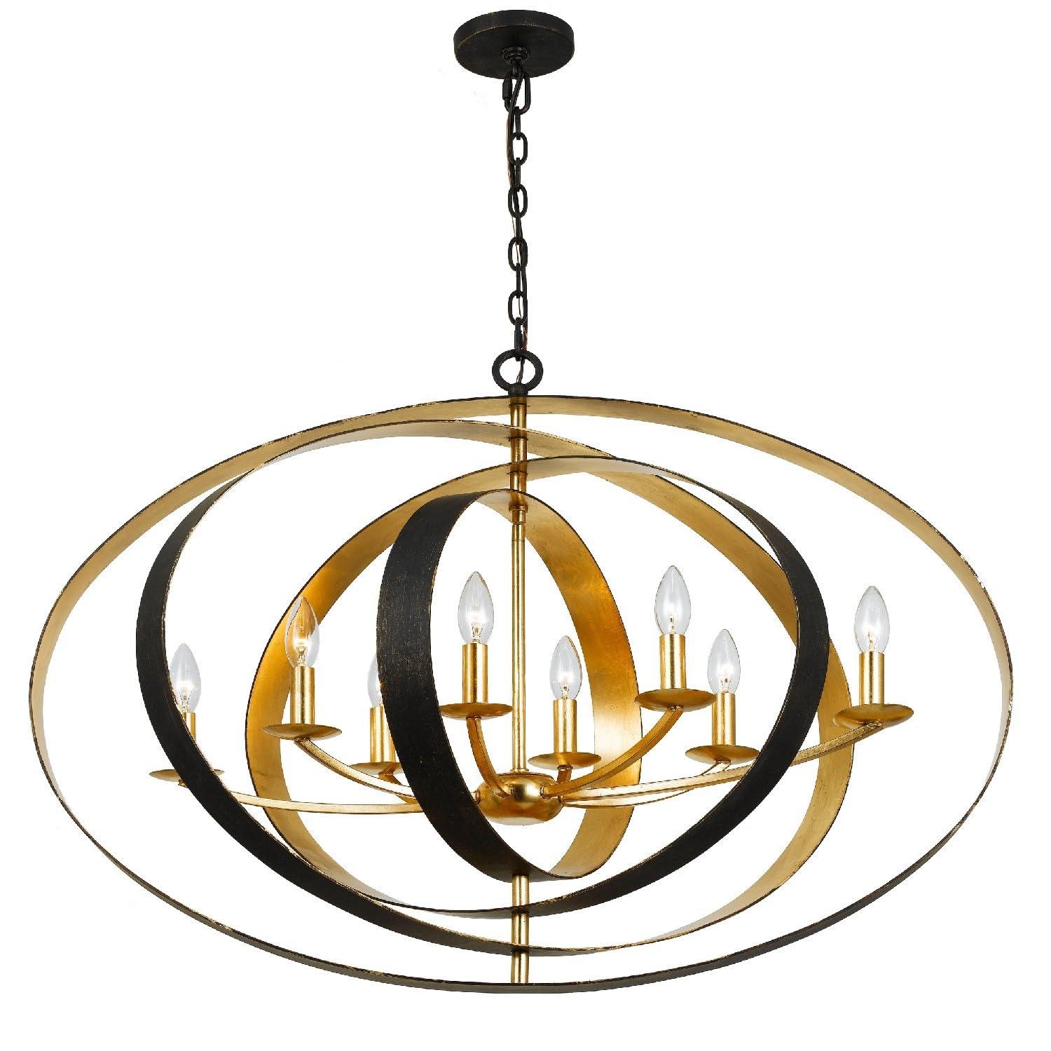 588-EB-GA-Crystorama Lighting-Luna - Eight Light Oval Chandelier-English Bronze/Antique Gold Finish    -Traditional Installation
