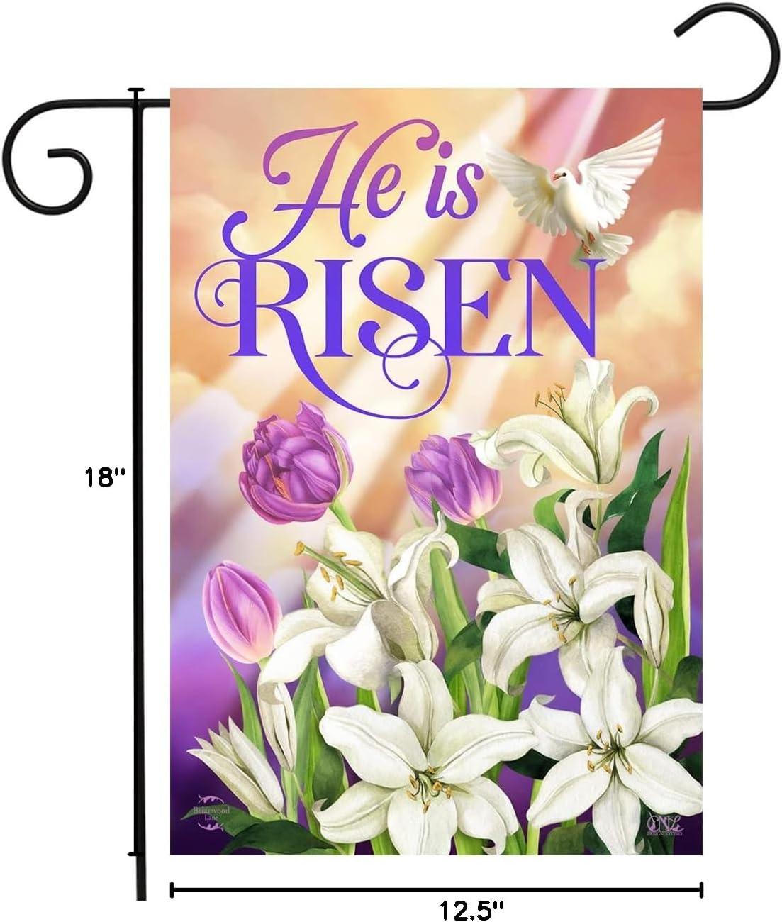 He Is Risen Lillies Easter Garden Flag 18" x 12.5" Briarwood Lane