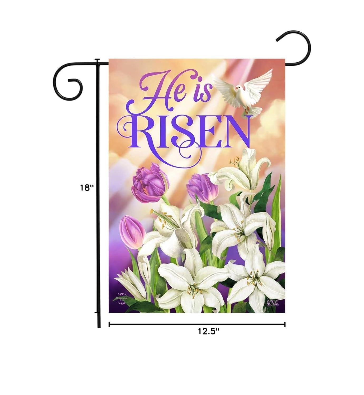 He Is Risen Lillies Easter Garden Flag 18" x 12.5" Briarwood Lane