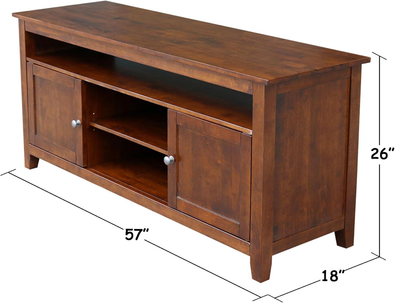 International Concepts Solid Wood Entertainment TV Stand - With 2 Doors