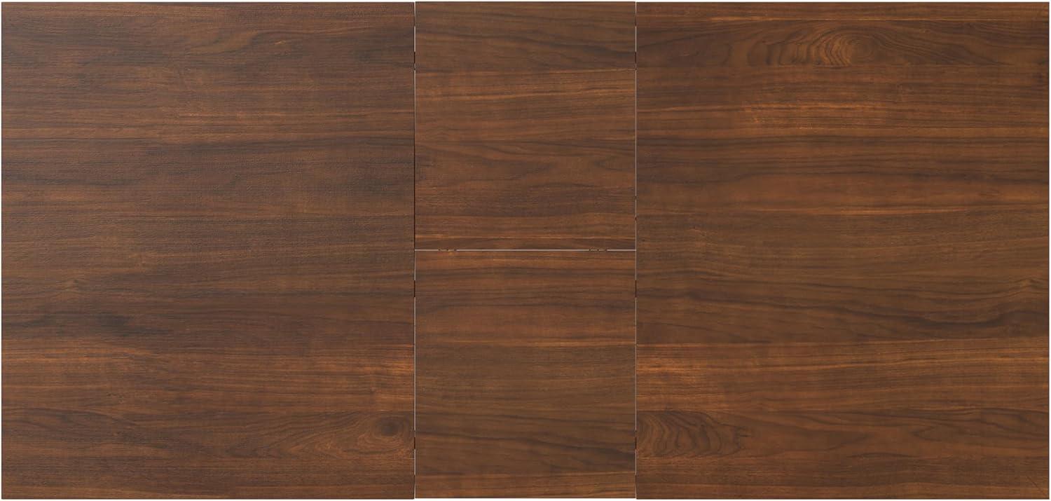 Draper 66-84"W Walnut Extendable Dining Table, Mid-Century Modern Style