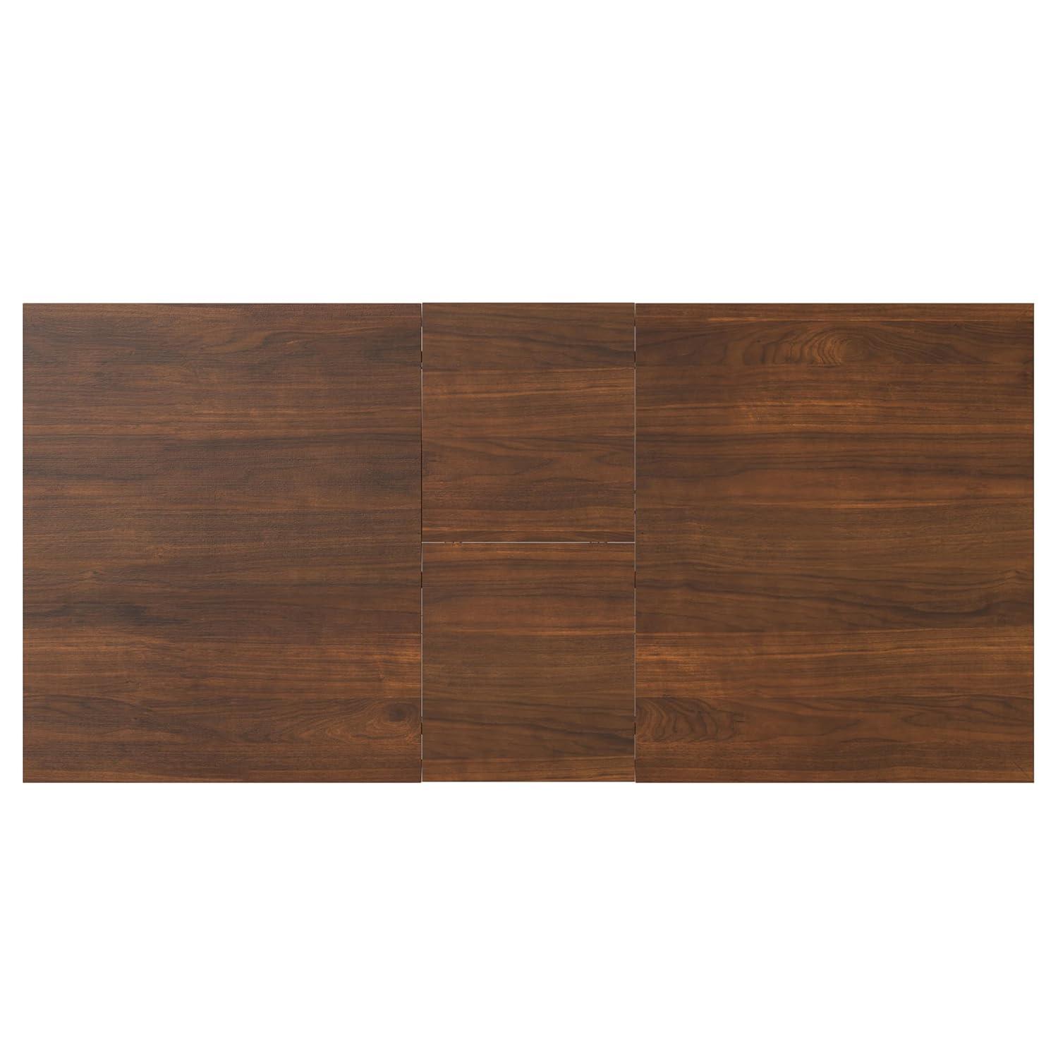 Draper 66-84"W Walnut Extendable Dining Table, Mid-Century Modern Style