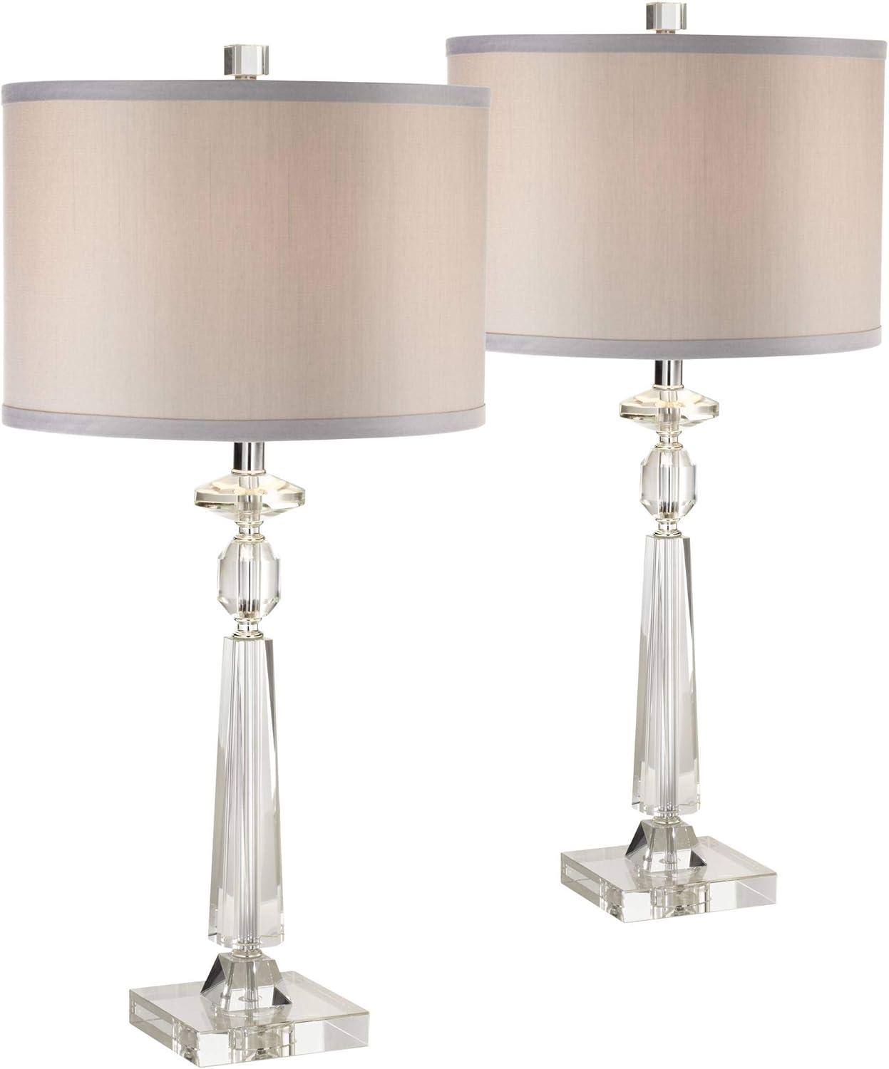 Vienna Full Spectrum Aline 27" Tall Geometric Modern Table Lamps Set of 2 Clear Crystal Living Room Bedroom Bedside Nightstand House Office Home