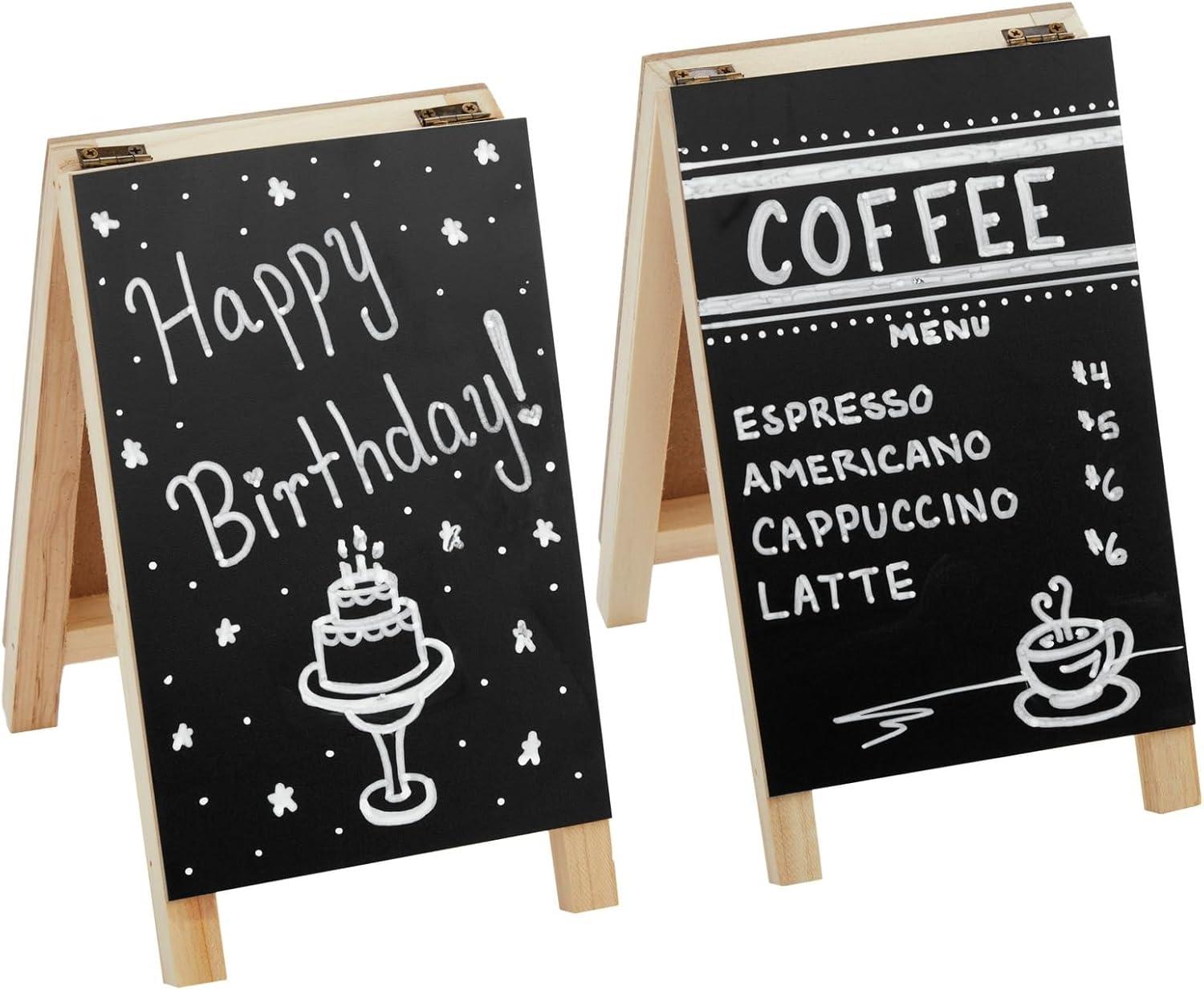 Juvale 2 Pack Small Easel Chalkboard for Tabletops, Restaurant Menu Sign for Catering Events, Weddings (4.5 x 7.5 In)