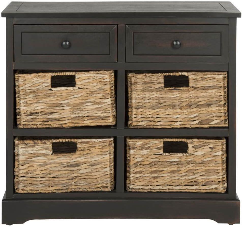 Herman Storage Unit with Wicker Baskets - Brown - Safavieh.