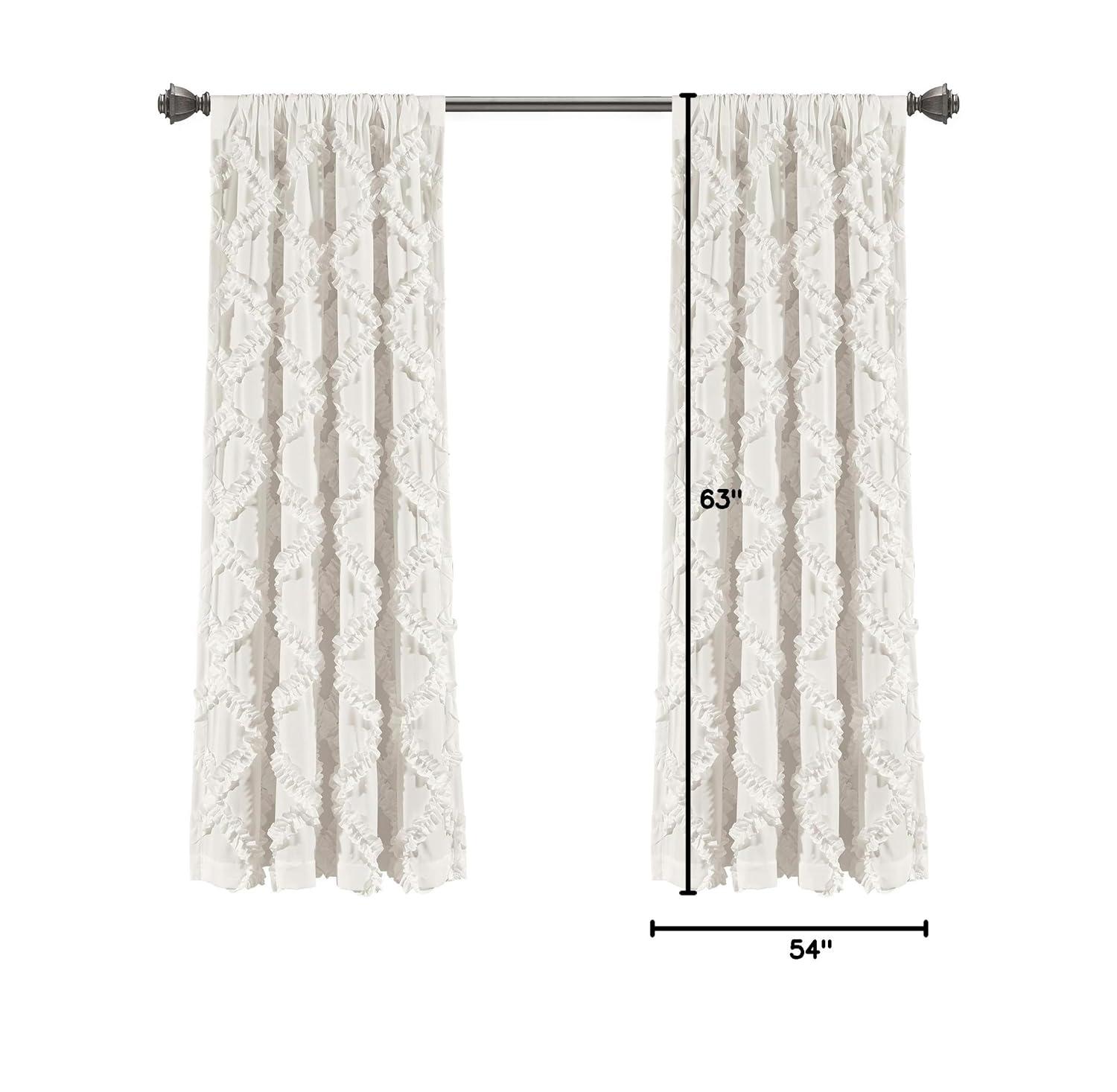 Lush Decor Ruffle Diamond Geometric Semi-Sheer Thermal Indoor Single Curtain Panel (Set of 2)