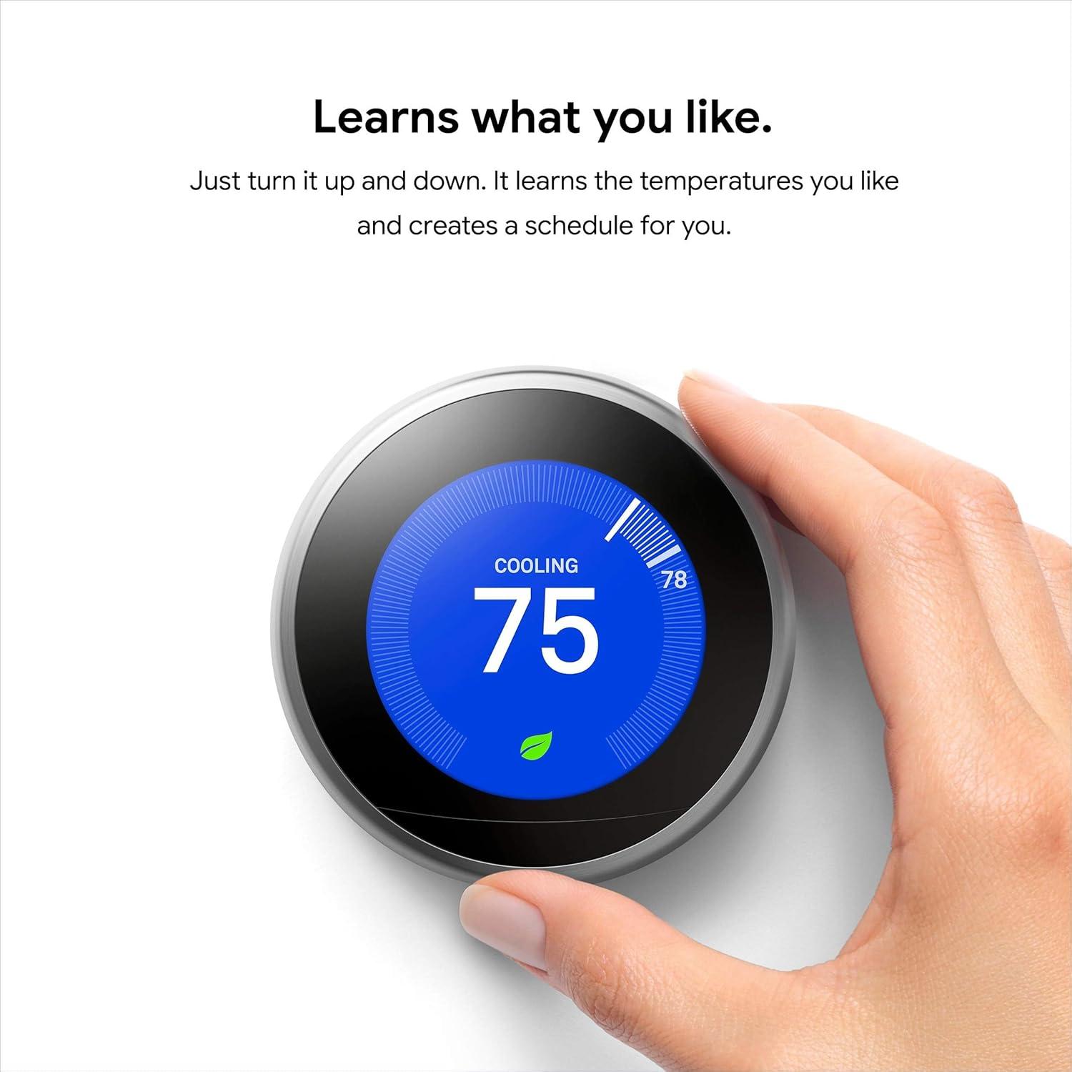 Google Nest Learning Thermostat- 3rd Generation - Black