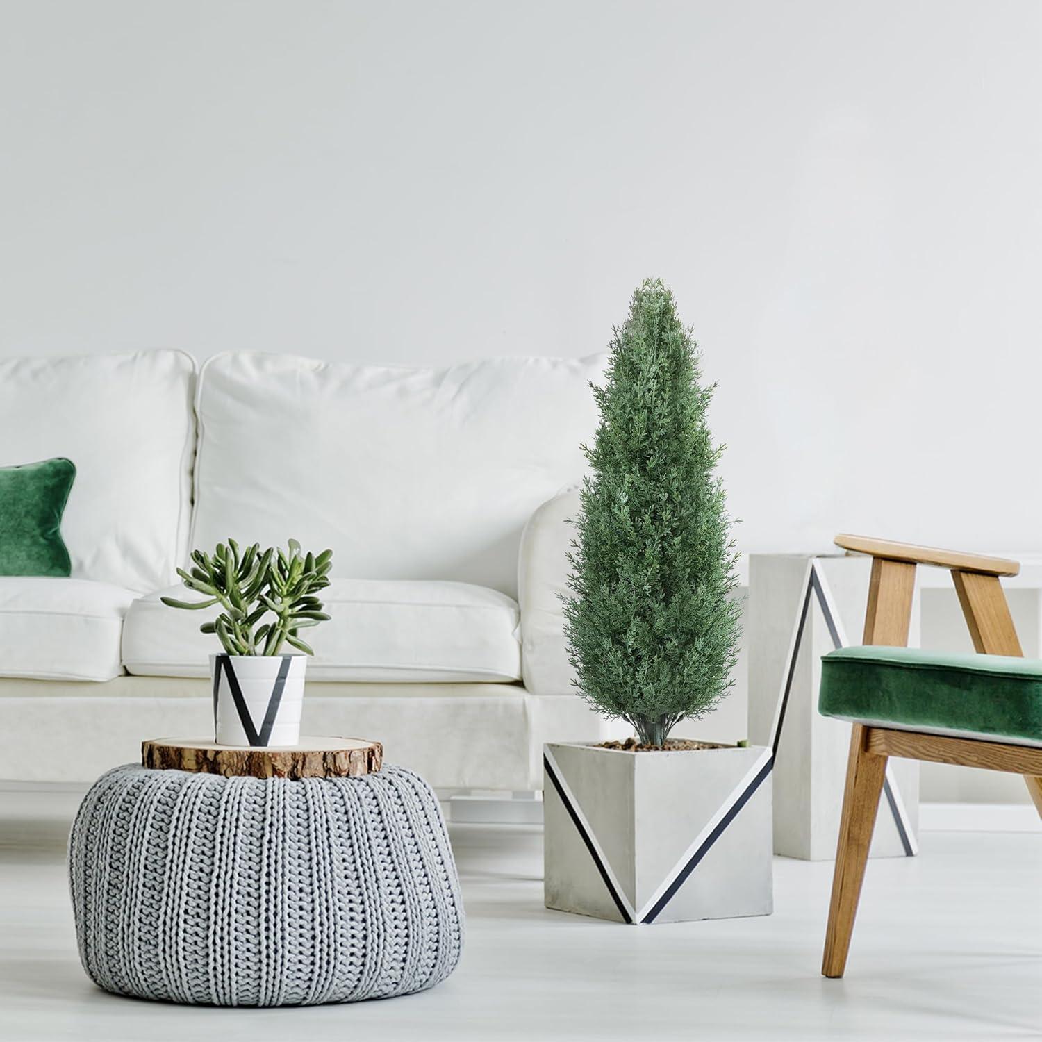 3ft Artificial Topiary Trees Set of 2, Faux Boxwood Tree for Outdoor Decor, Topiaries Plants Artificial Outdoors for Front Door Patio Garden C38