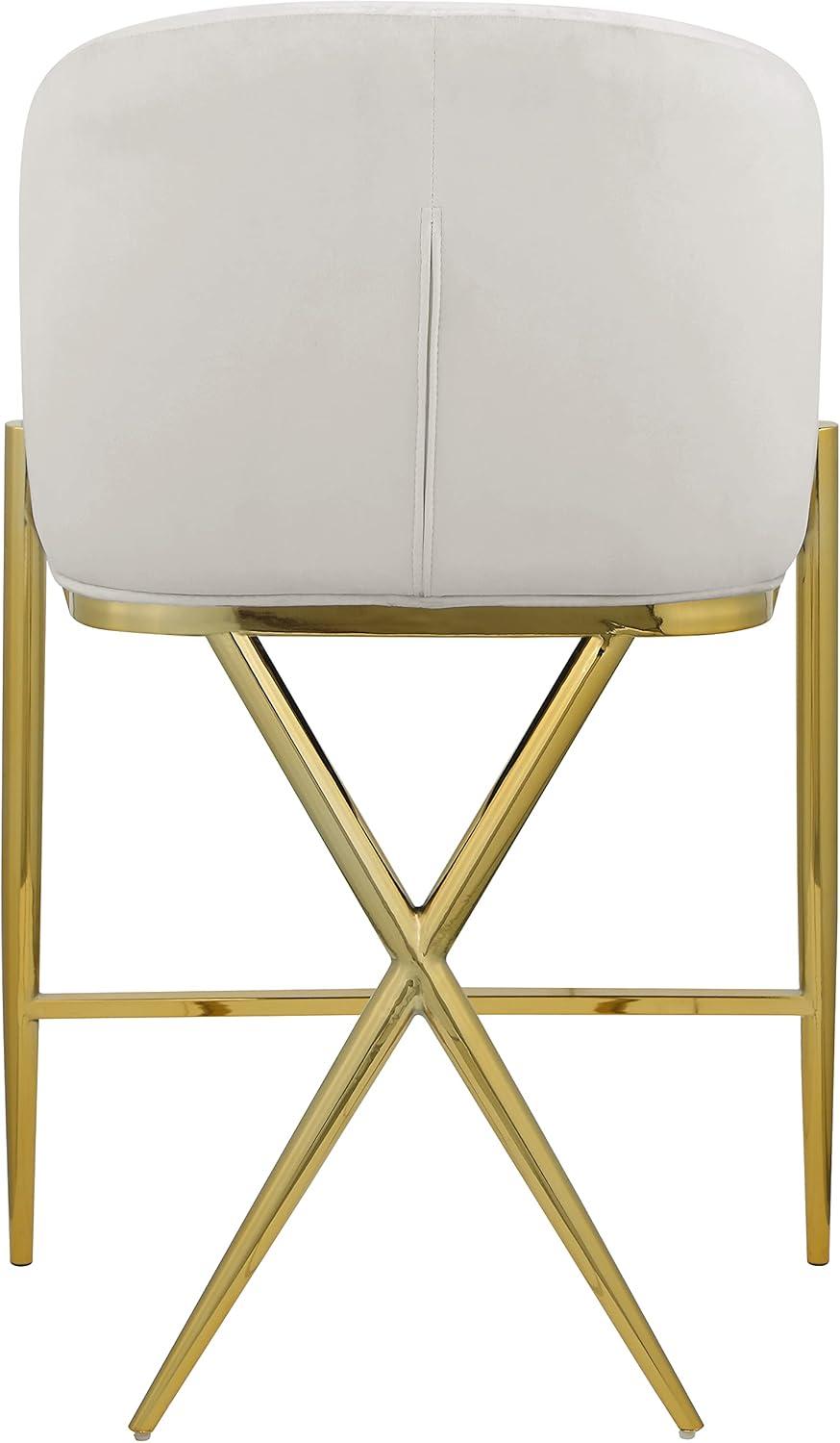 Elegant Beige Velvet & Gold Metal Counter Stool