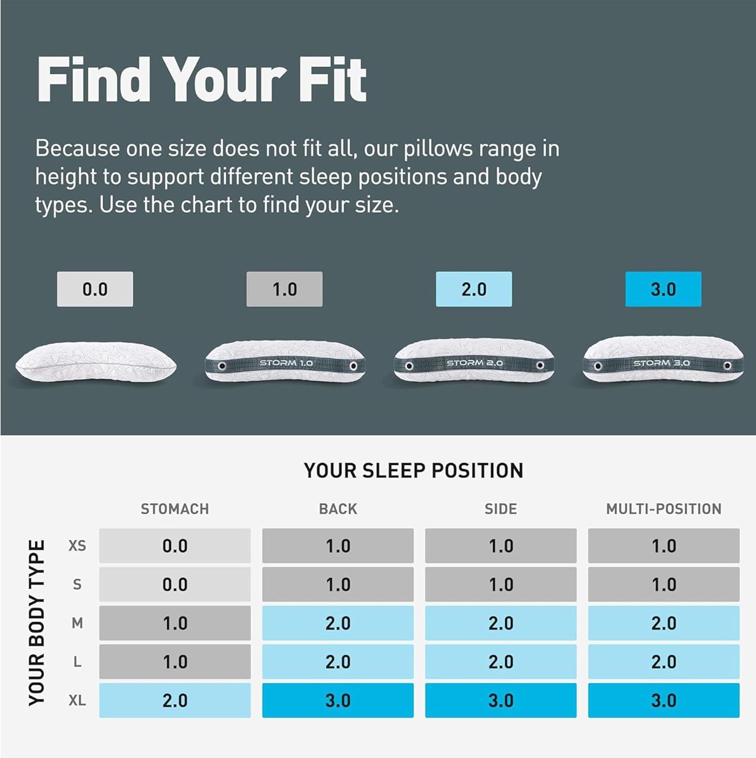 Bedgear Bedgear Storm Cuddle Curve Performance Cooling Pillow for Side Sleepers- Medium Firmness