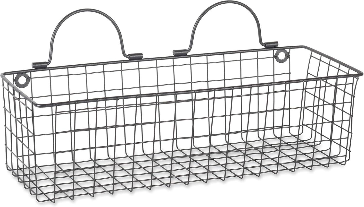 Small Black Wire Wall Basket Set/2