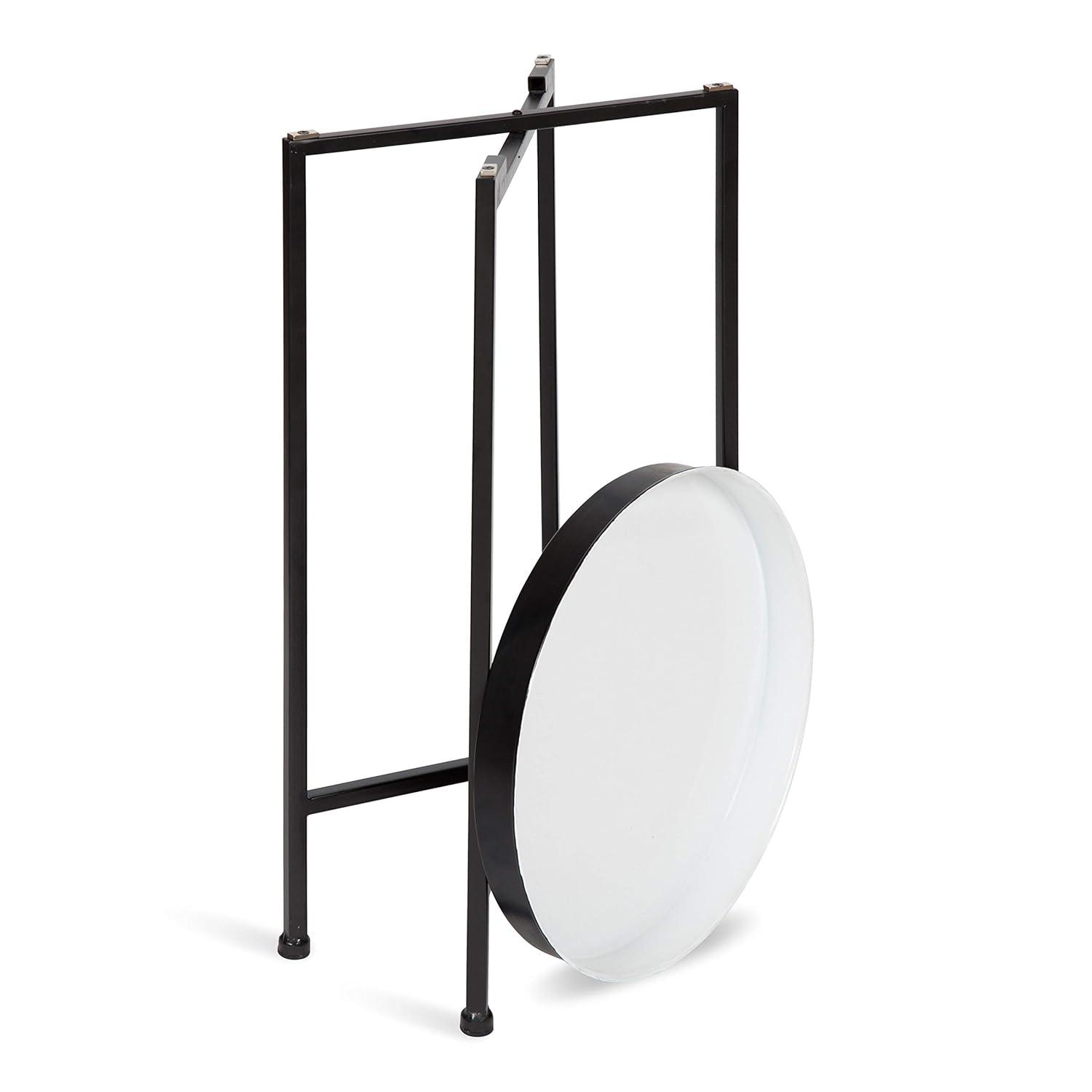 Kate and Laurel Celia Round Metal Tea Table, 14x14x25.75, Black and White