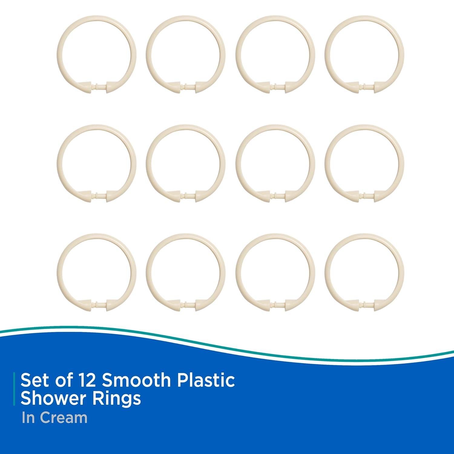 Kenney Wayfair Basics Smooth Shower Rings Round Plastic Shower Curtain Rings (Set of 12)